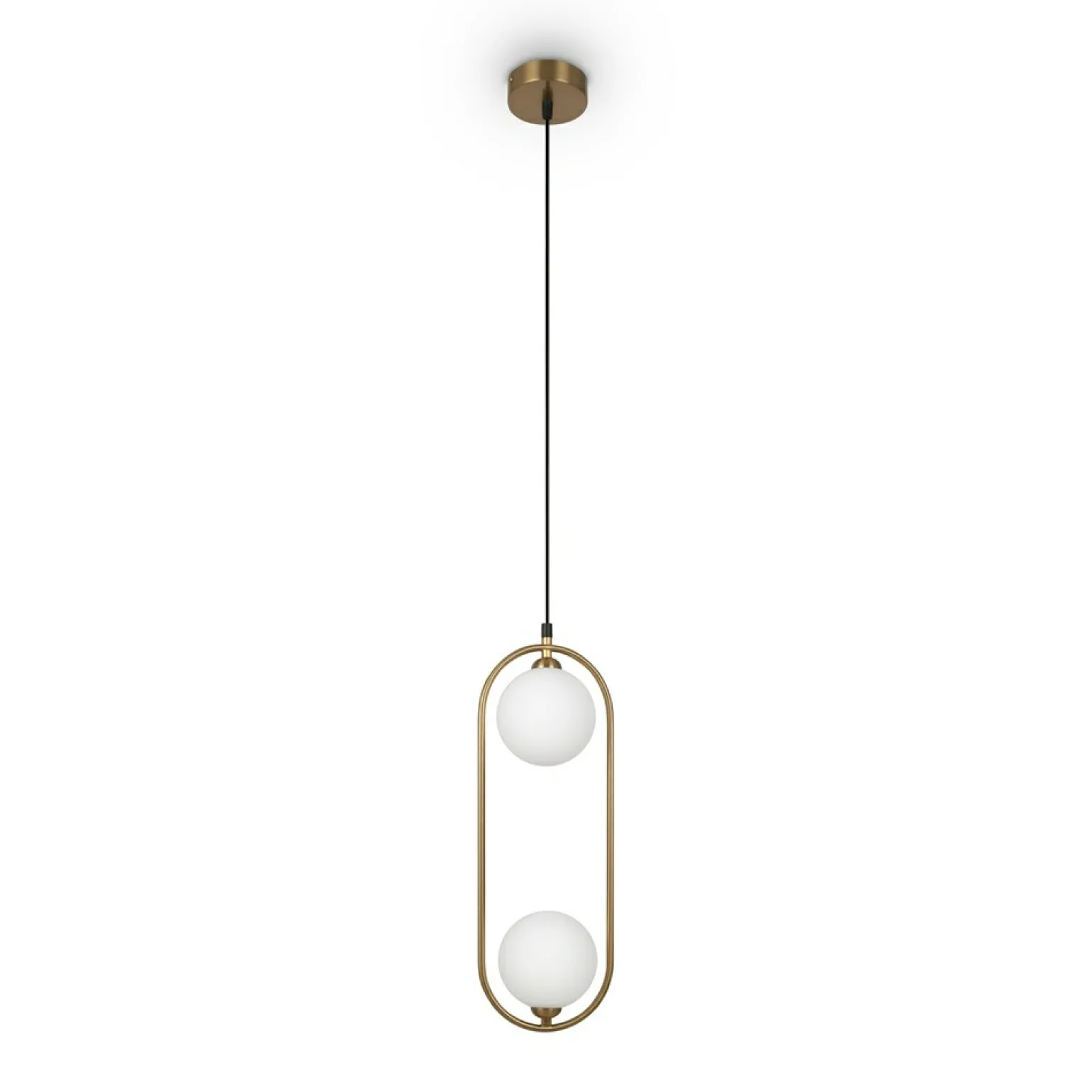 Sale Lampa wisząca, złota elipsa z kloszami MOD013PL-02BS1 z serii RING Żyrandole Nowoczesne