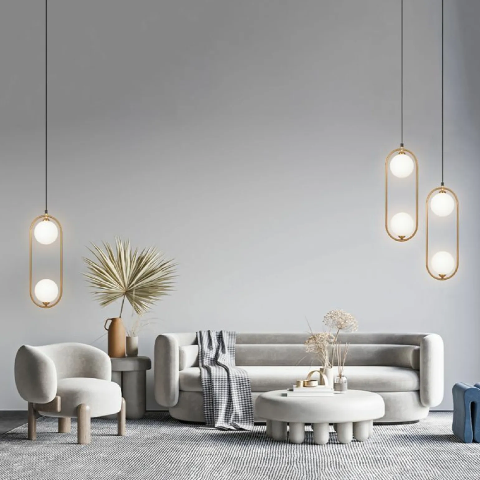 Sale Lampa wisząca, złota elipsa z kloszami MOD013PL-02BS1 z serii RING Żyrandole Nowoczesne