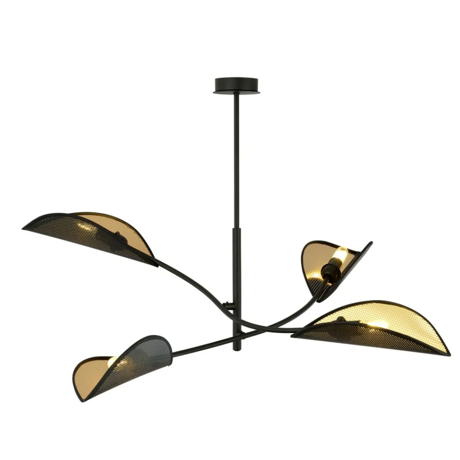 Sale Lampa z czarno-złotymi, otwartymi abażurami 1106/4 LOTUS | Kaja Żyrandole Nowoczesne
