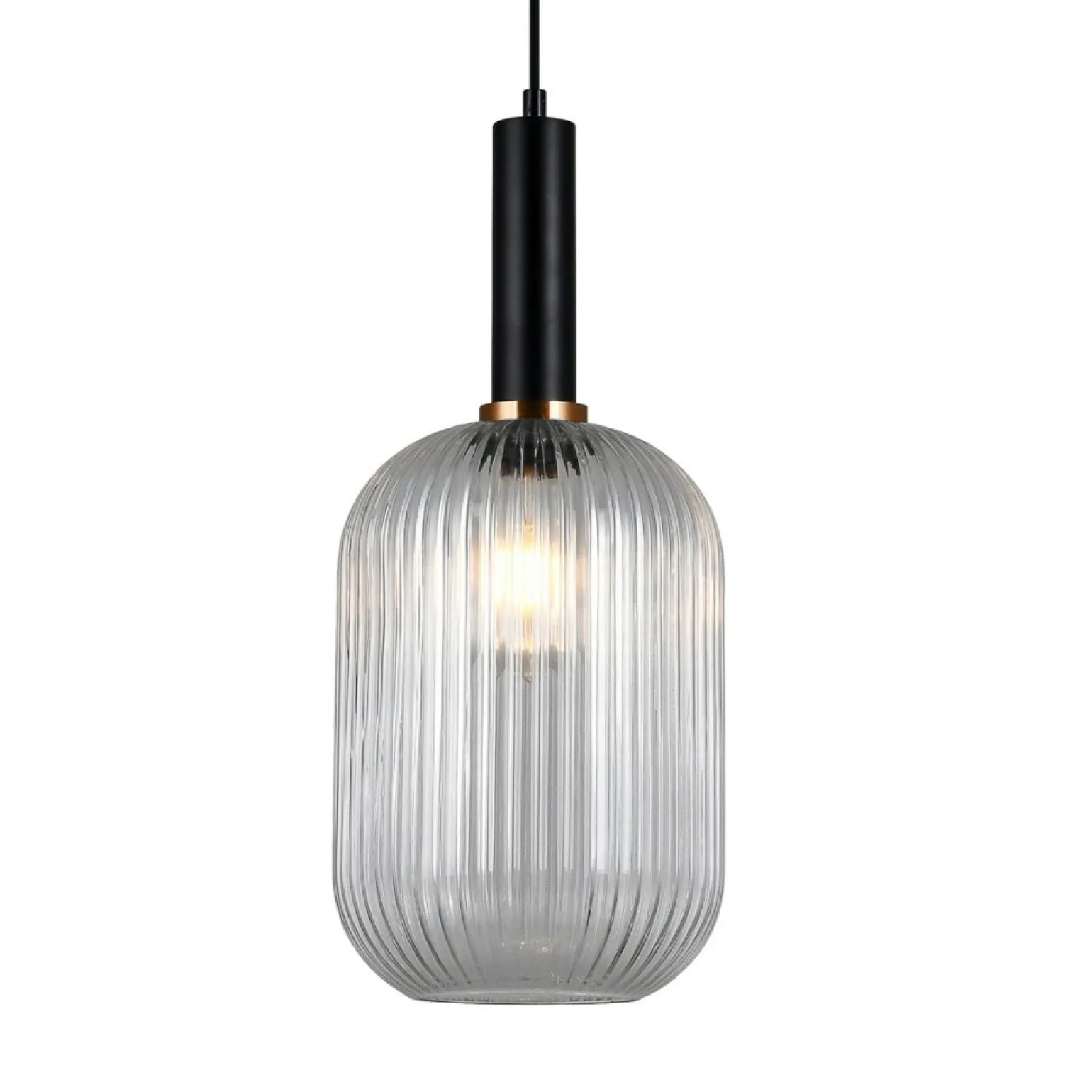 Sale Lampa z dekoracyjnym kloszem PND-5588-1L-BK+CL ANTIOLA | Kaja Żyrandole Nowoczesne