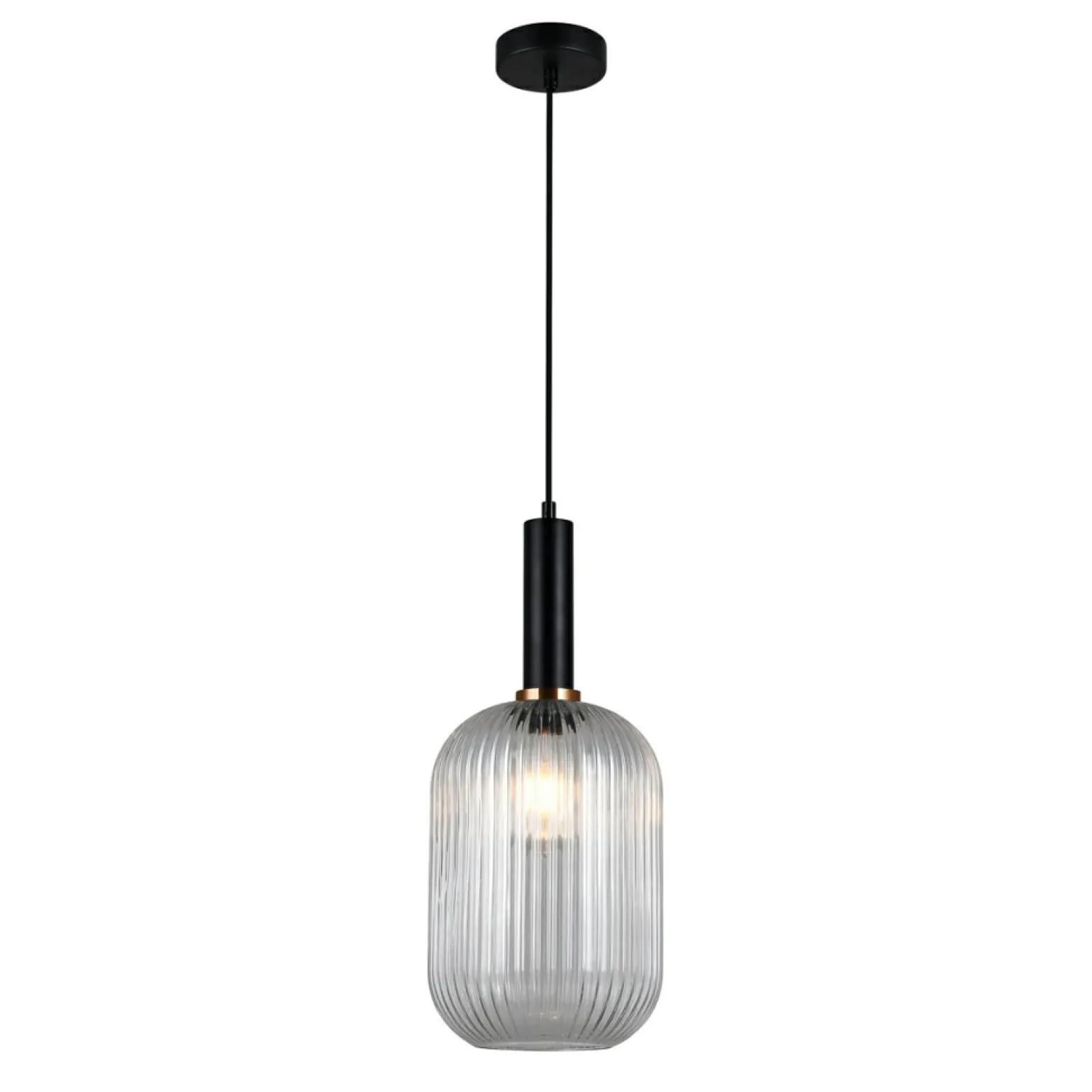 Sale Lampa z dekoracyjnym kloszem PND-5588-1L-BK+CL ANTIOLA | Kaja Żyrandole Nowoczesne