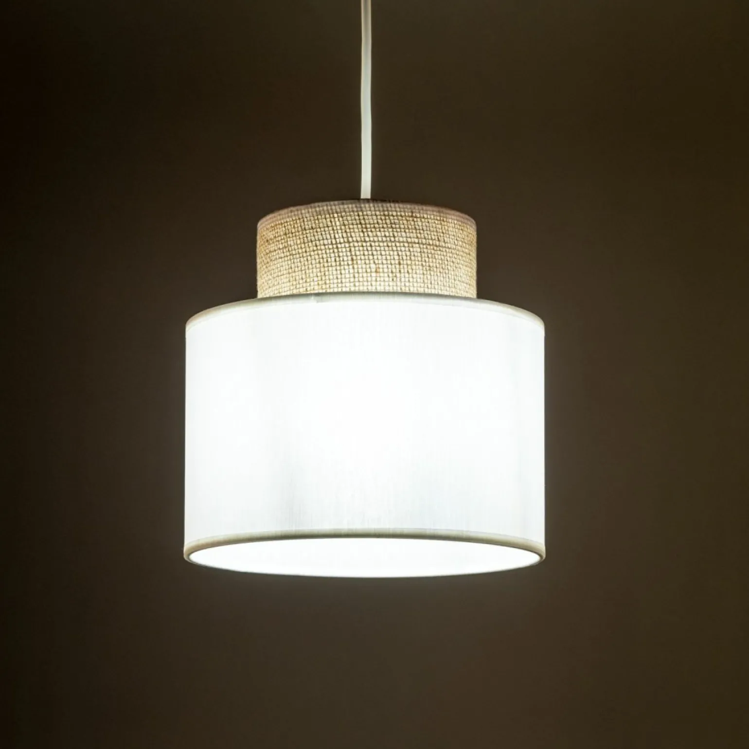 Fashion Lampa z jutowym abażurem, do sypialni TK 10078 DUO WHITE JUTA | Kaja Żyrandole Nowoczesne