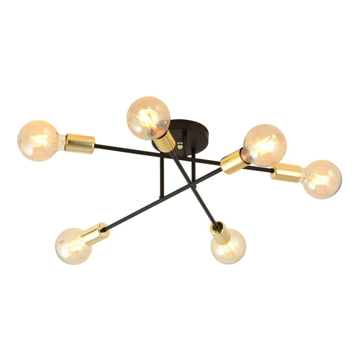 Shop Lampa z odsłoniętymi żarówkami - czarno-złota 1175/6B z serii VEKEN Żyrandole Nowoczesne