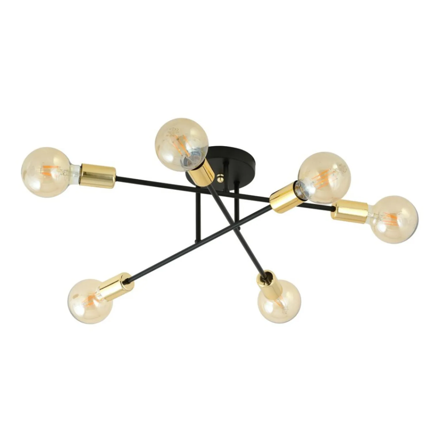 Shop Lampa z odsłoniętymi żarówkami - czarno-złota 1175/6B z serii VEKEN Żyrandole Nowoczesne