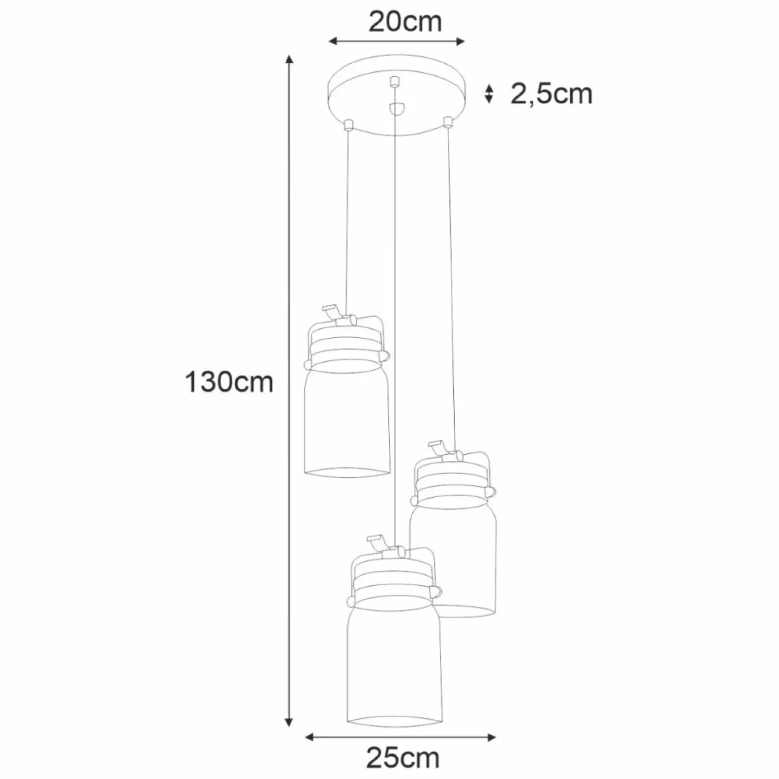 Store Lampa z ozdobnymi kloszami - słoiki K-8004A-3 RAVEN | Kaja Oświetlenie Żyrandole Nowoczesne