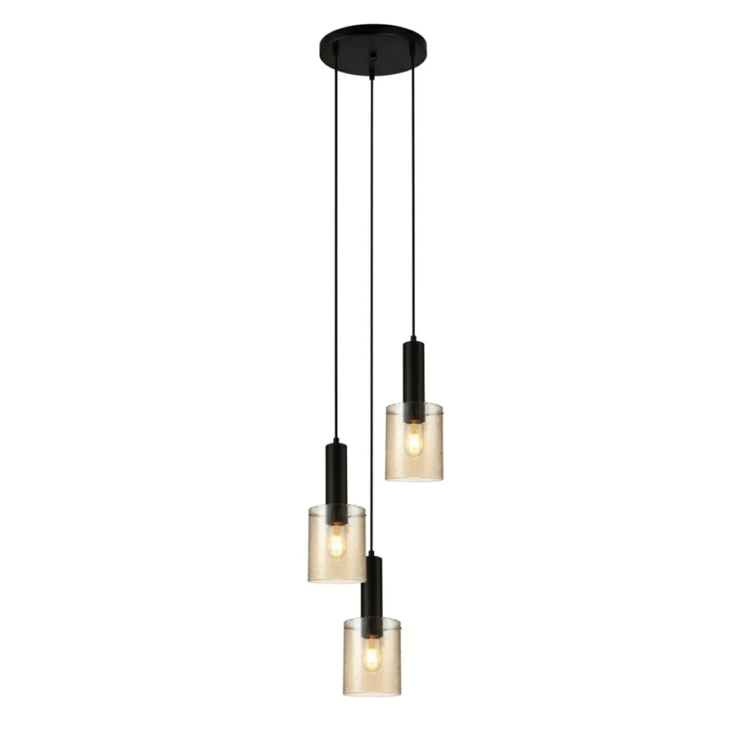 Online Lampa z ozdobnymi kloszami PND-5581-3A-BK+RNAMB SARDO RAIN | Kaja Żyrandole Nowoczesne
