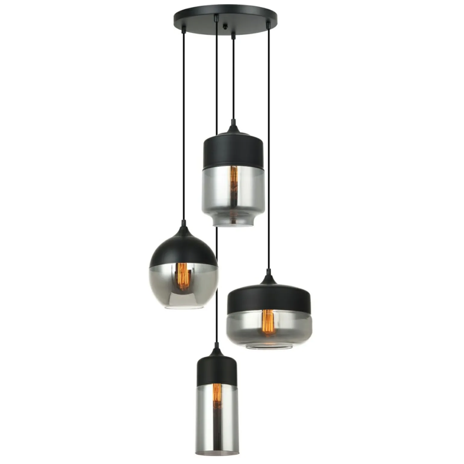 Best Sale Lampa z różnymi kloszami MDM-4364/4 BK+SG MOLINA | Kaja Oświetlenie Żyrandole Nowoczesne