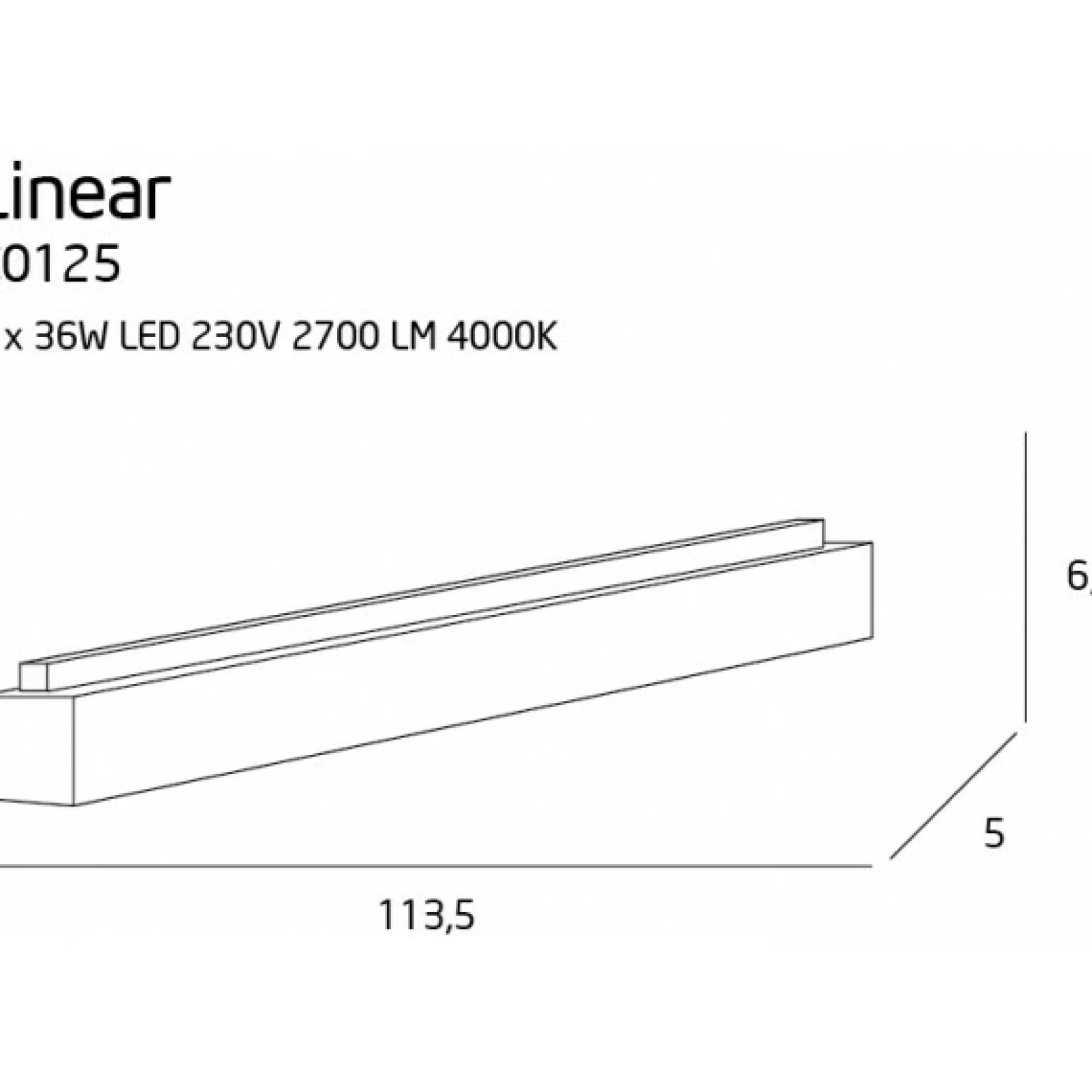 Sklep Kaja Ledowa, długa listwa sufitowa 4000K 113,5cm MX C0125 LINEAR | Kaja* Lampy Led | Plafony Nowoczesne