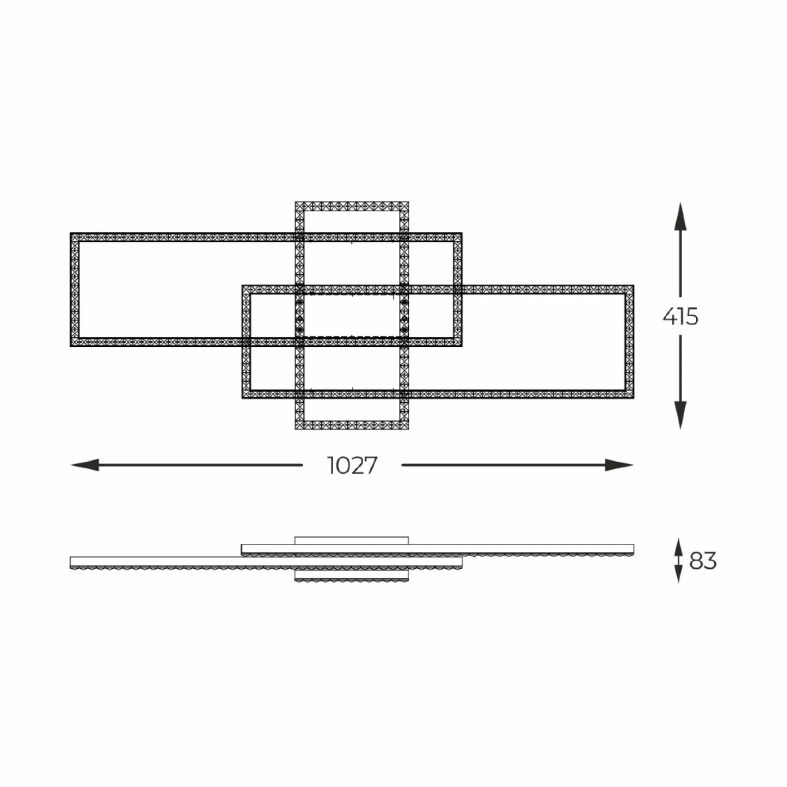 Sklep Kaja Ledowa, geometryczna lampa sufitowa MX7907-3B-3BT ERVI | Kaja* Lampy Led | Plafony Nowoczesne