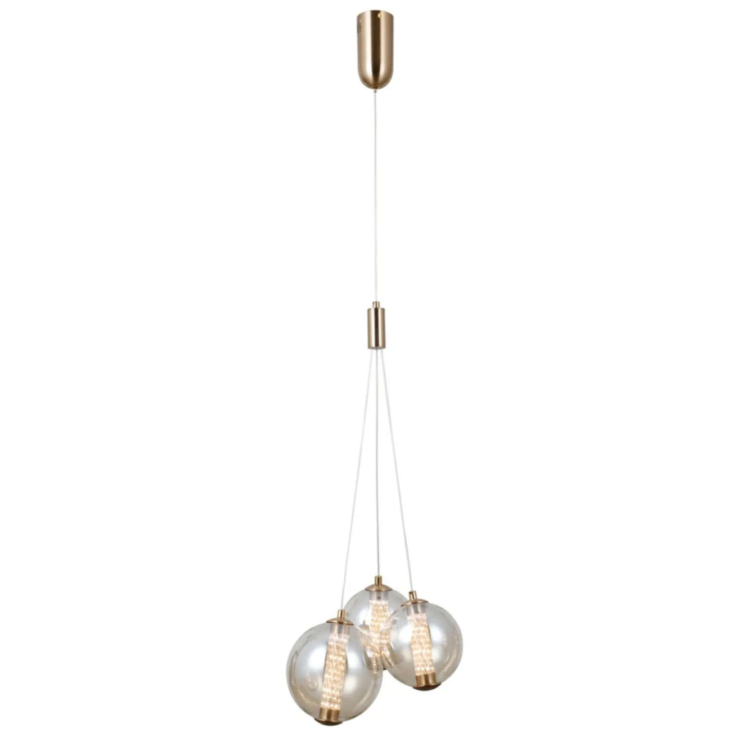 Online Ledowa lampa wisząca, trzy klosze PND-34359-3-HBR-AMB z serii BUTERO Żyrandole Nowoczesne