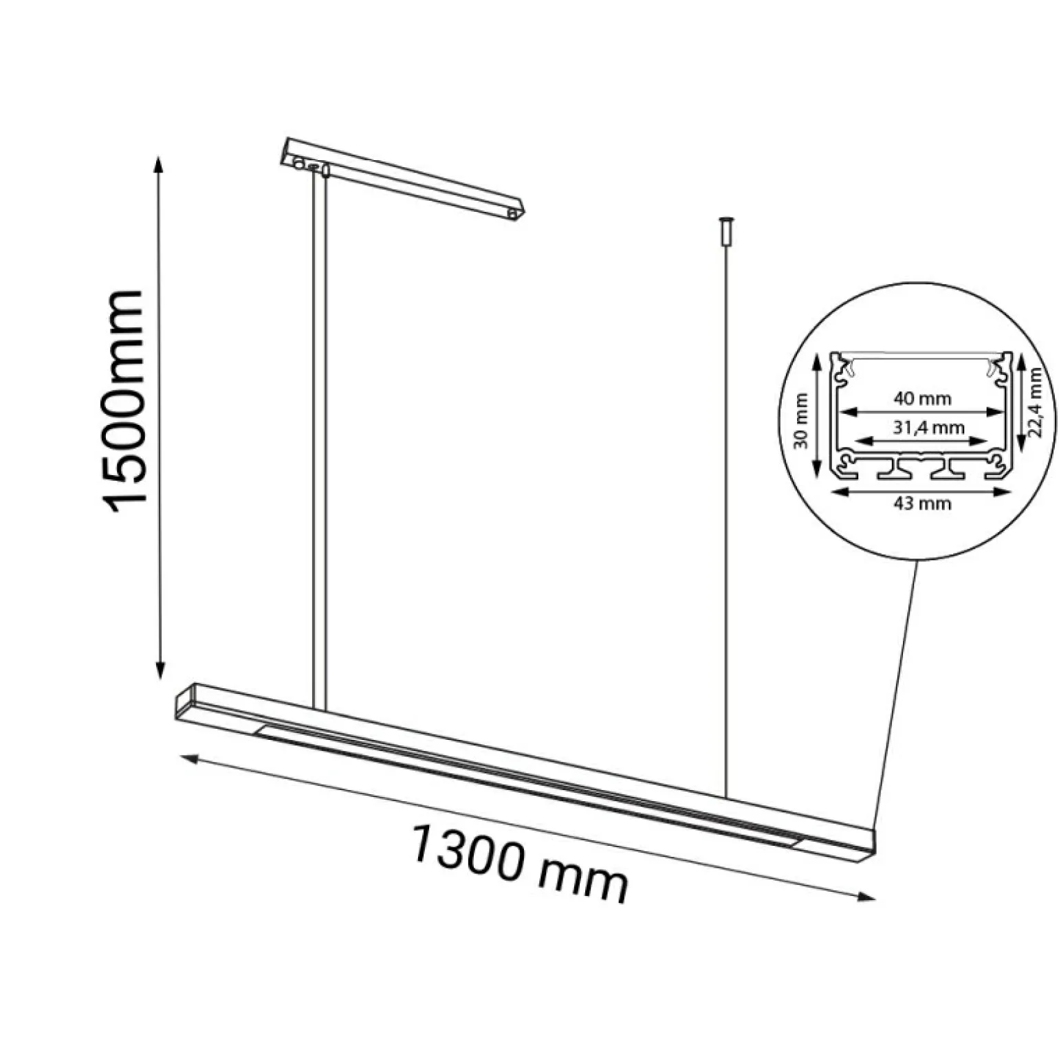 Cheap Ledowa, pozioma lampa wisząca 130cm 3000K ANT 1953 HAKODA | Kaja Żyrandole Nowoczesne