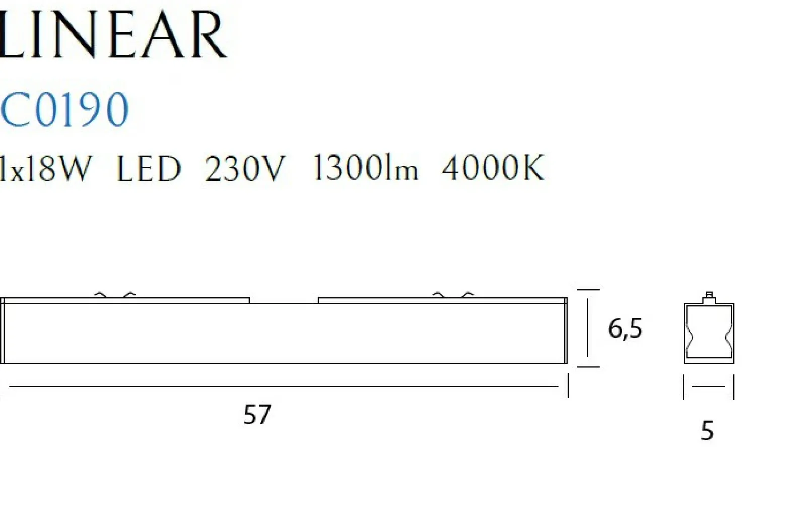 Sklep Kaja Liniowa listwa sufitowa LED do kuchni 57cm MX C0190 LINEAR | Kaja* Plafony Nowoczesne | Lampy Led