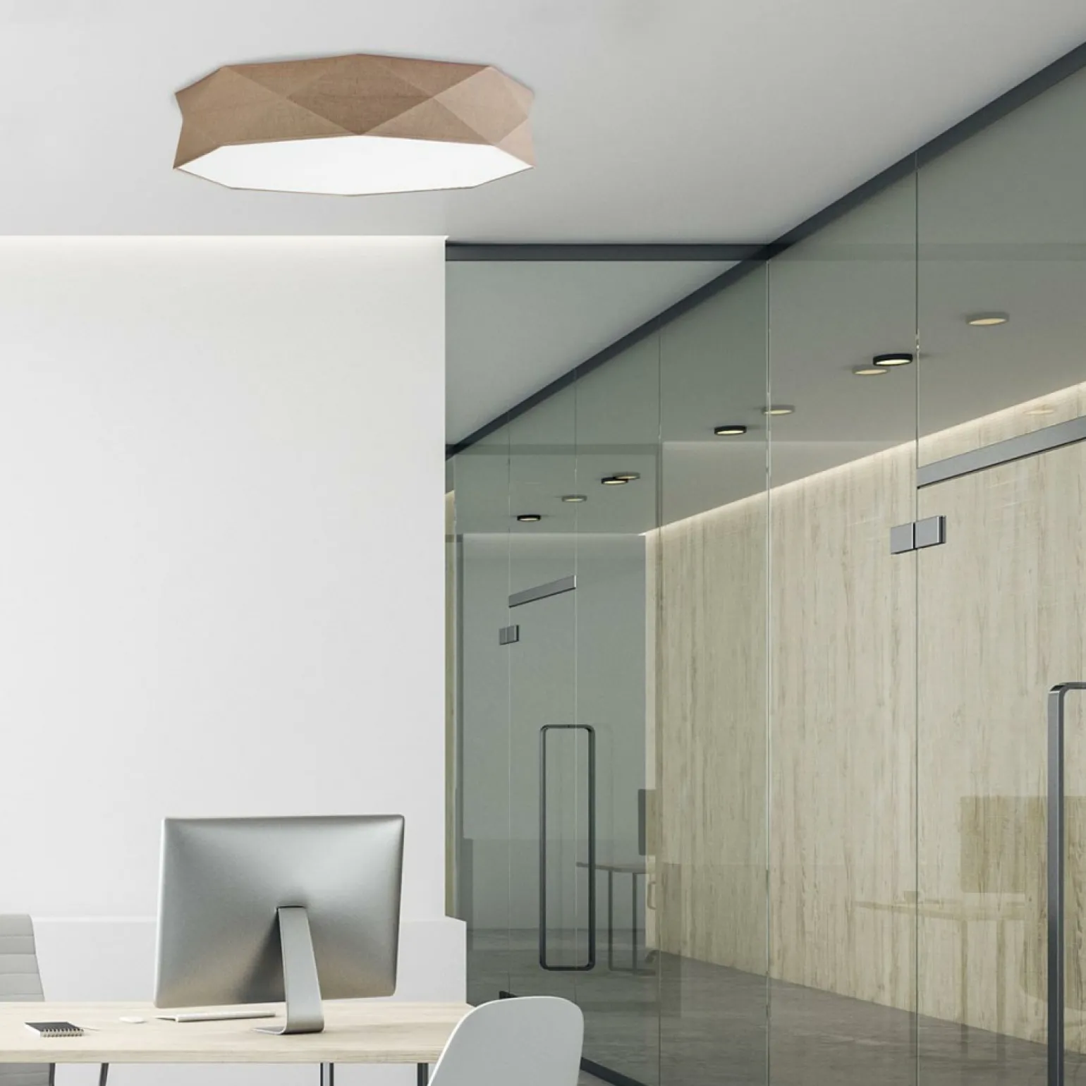 Outlet Lniana lampa sufitowa z kloszem 80 cm TK 6196 KANTOOR | Kaja Żyrandole Nowoczesne