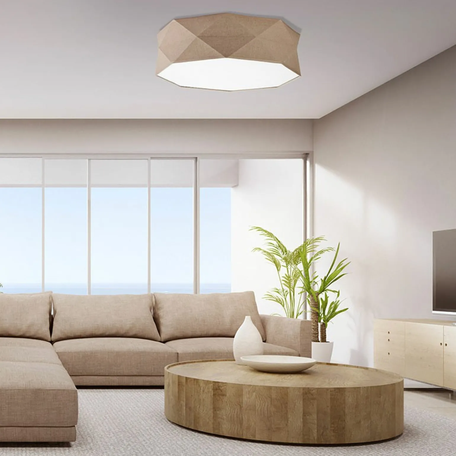 Sale Lniana lampa sufitowa z kloszem 60 cm TK 6195 KANTOOR | Kaja Żyrandole Nowoczesne