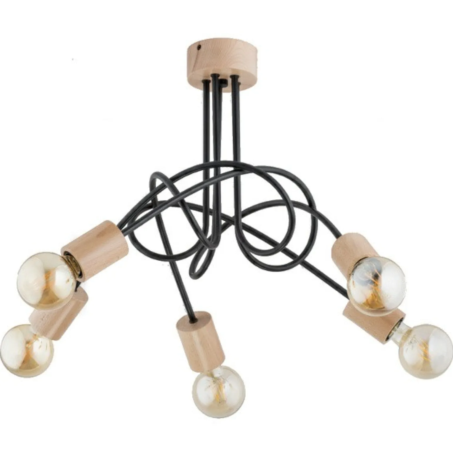 Clearance Loftowa lampa sufitowa z drewnianymi elementami AL 27435 TANGO | Kaja Żyrandole Nowoczesne