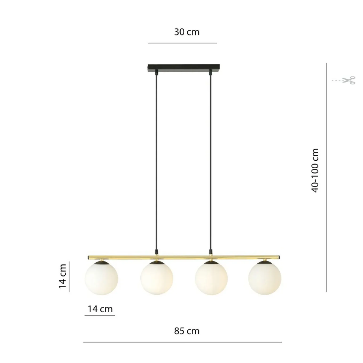 Sale Minimalistyczna lampa wisząca and wyspę kuchenną 1254/4 z serii ALLORA Żyrandole Nowoczesne