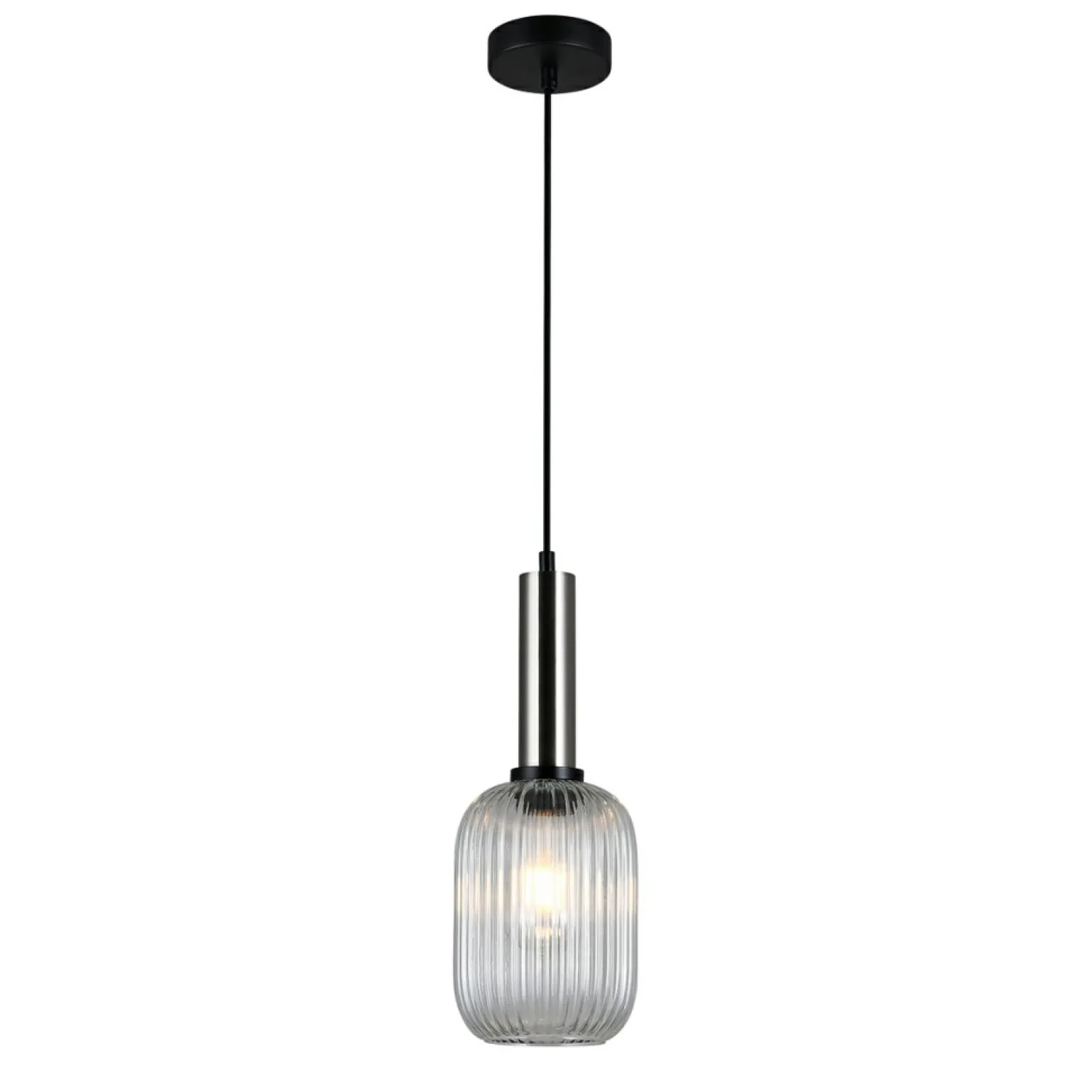 Outlet Minimalistyczna lampa wisząca PND-5588-1M-SC+CL ANTIOLA | Kaja Żyrandole Nowoczesne