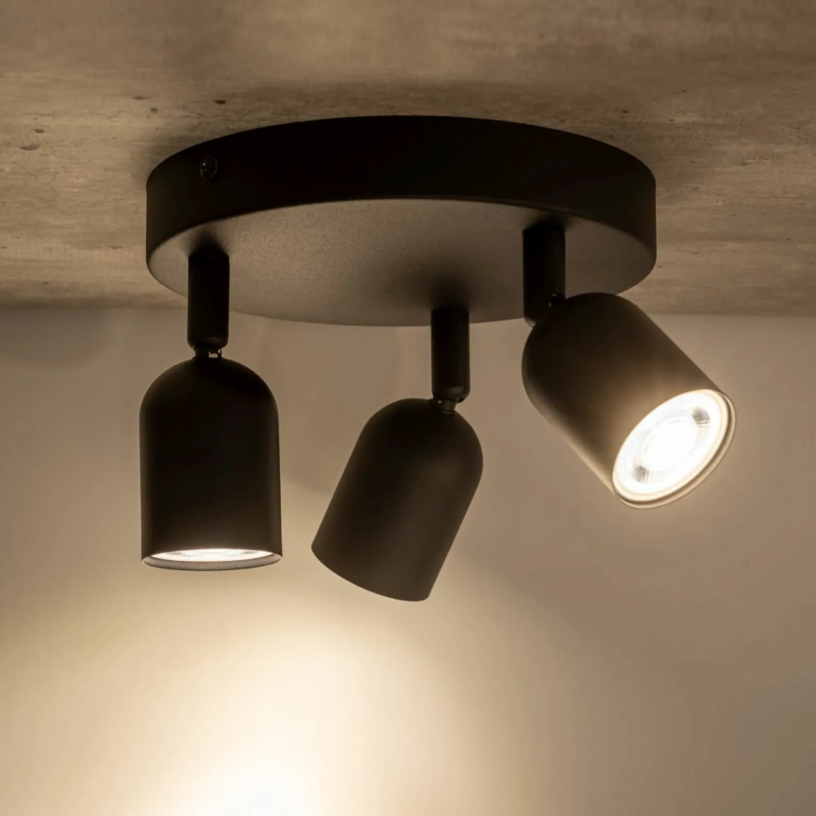 Sklep Kaja Minimalistyczna, okrągła, czarna lampa z reflektorami TK 4760 TOP* Plafony Nowoczesne