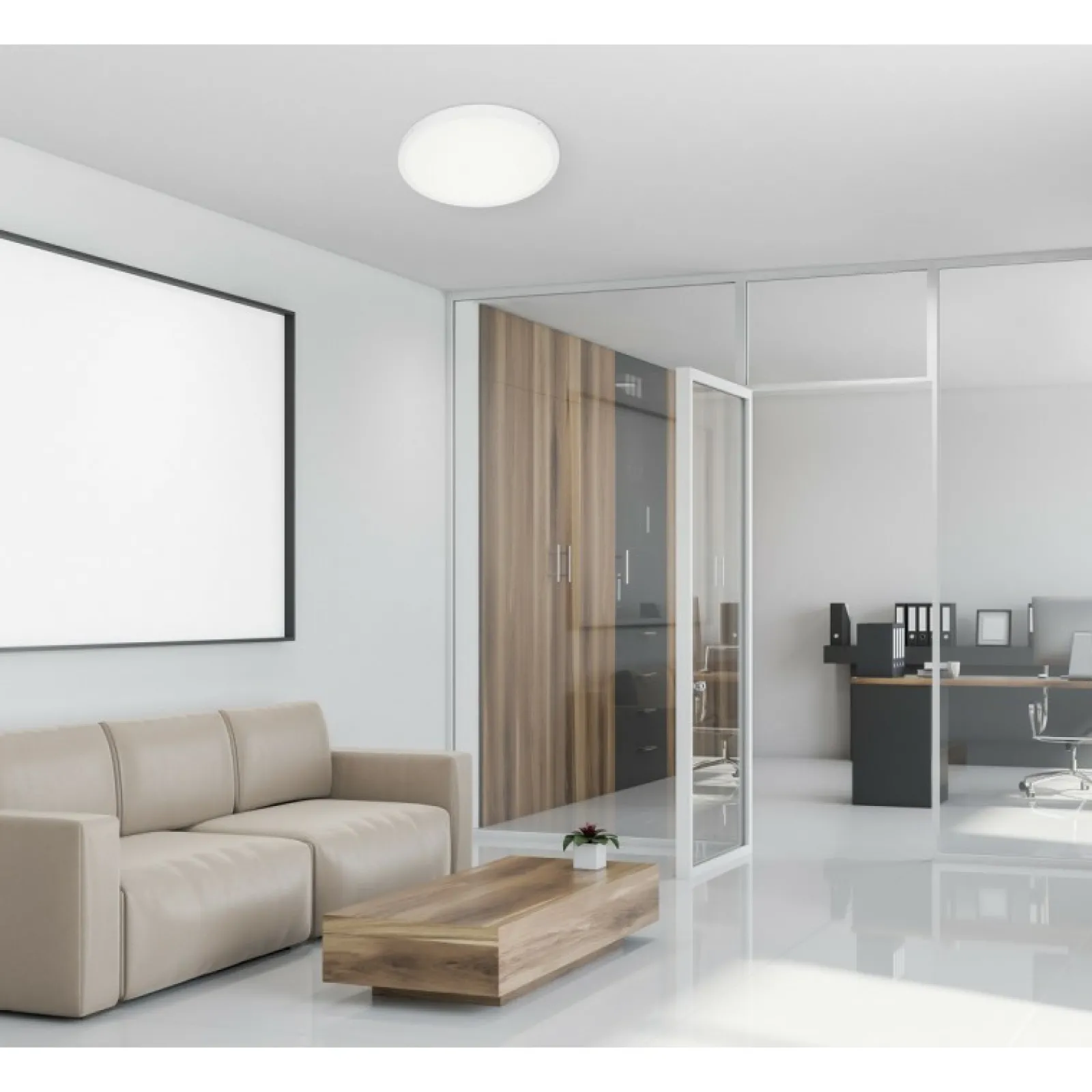 Sklep Kaja Minimalistyczny plafon ⌀50cm 3000K PLF-7001-500R-WH-3K z serii PELARO* Lampy Led | Plafony Nowoczesne
