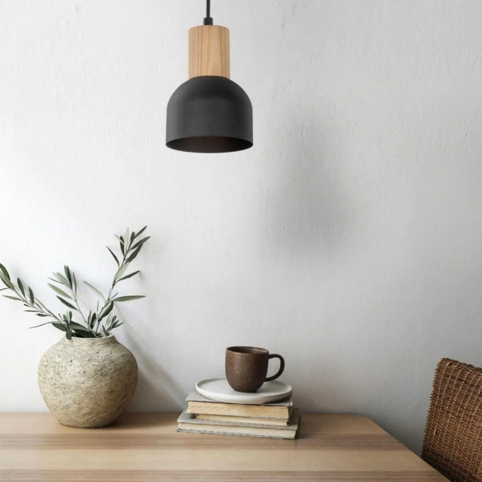 Fashion Minimalistyczny zwis z drewnianą oprawką TK 4894 CAIRO | Kaja Żyrandole Nowoczesne