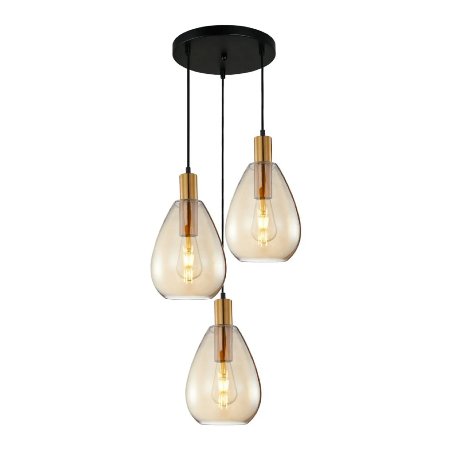 Flash Sale Miodowa lampa wisząca z kloszami PND-27812-3A-BRO-AMB z serii ZULO Żyrandole Nowoczesne