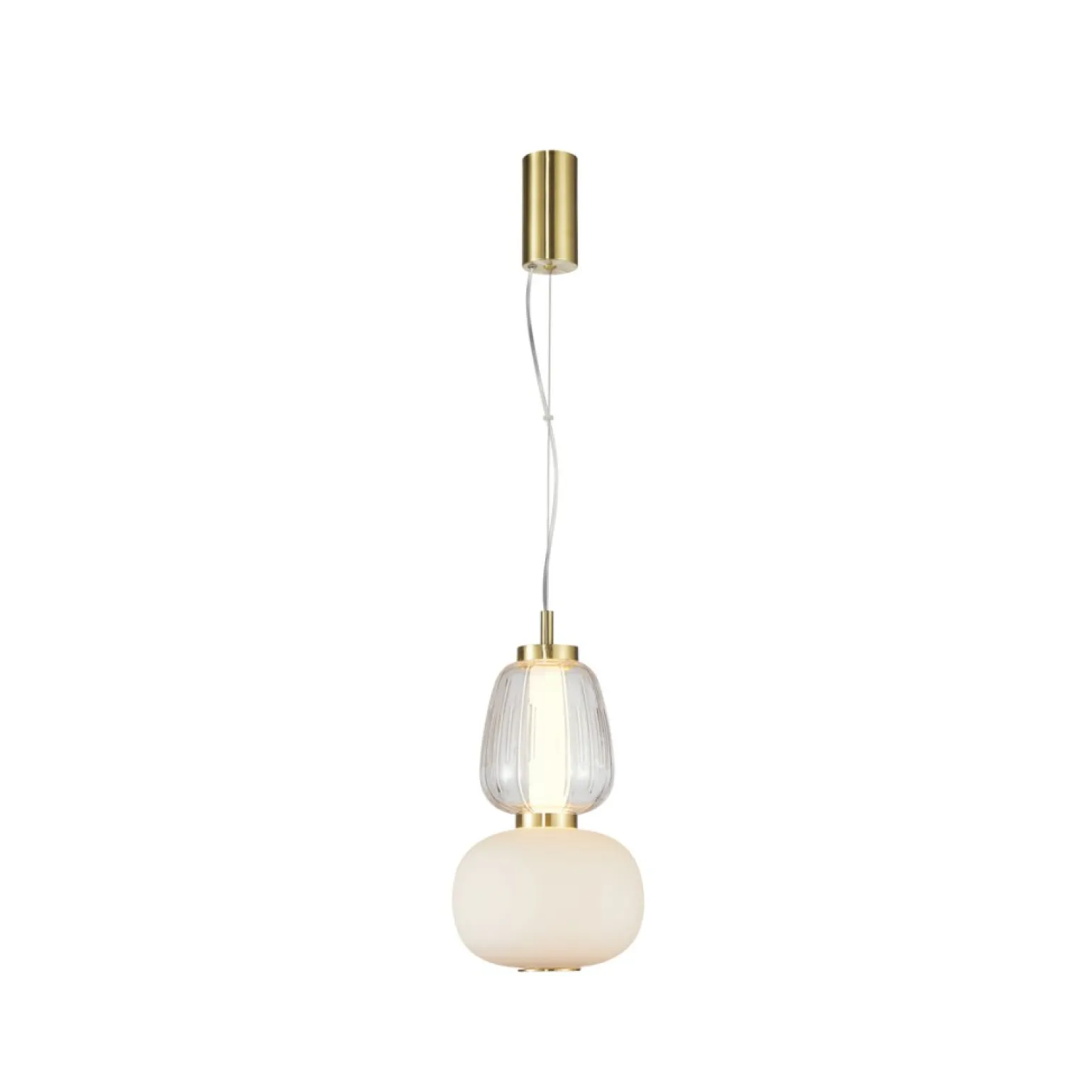 Outlet Modernistyczny zwis LED z dwoma kloszami PND-98374-18W-GD ERIS | Kaja Żyrandole Nowoczesne