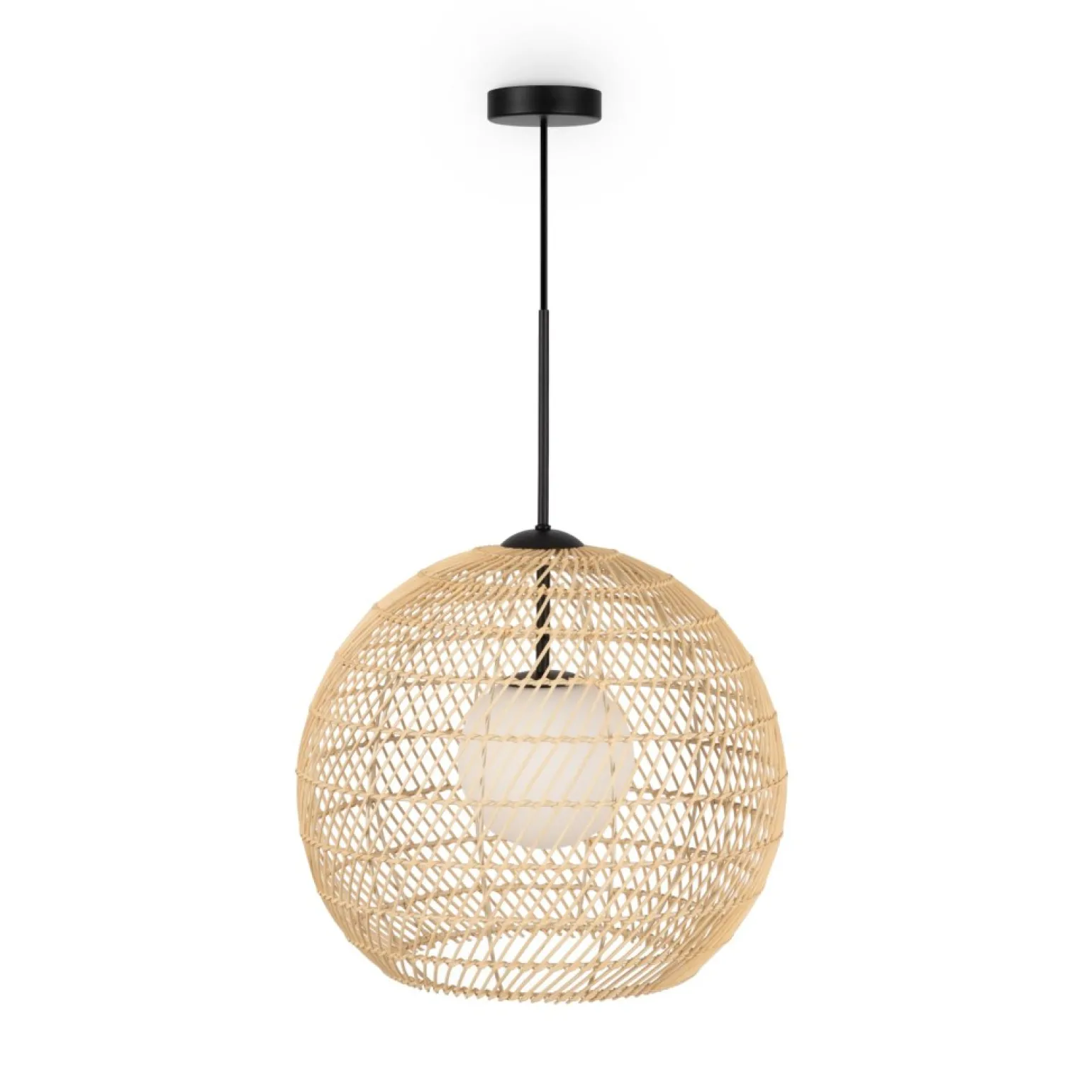 New Naturalna lampa wisząca z kloszem MOD204PL-01BG z serii CANE Żyrandole Nowoczesne