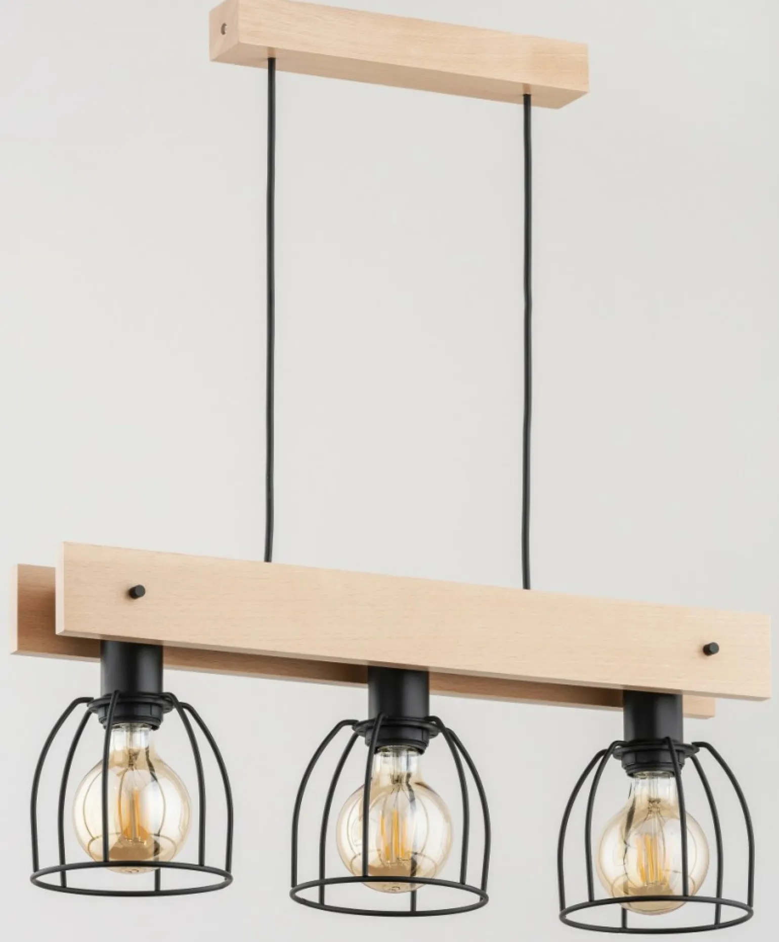 Shop Niebanalna drewniana lampa wisząca, druciane klosze AL 62212 | Kaja Żyrandole Nowoczesne