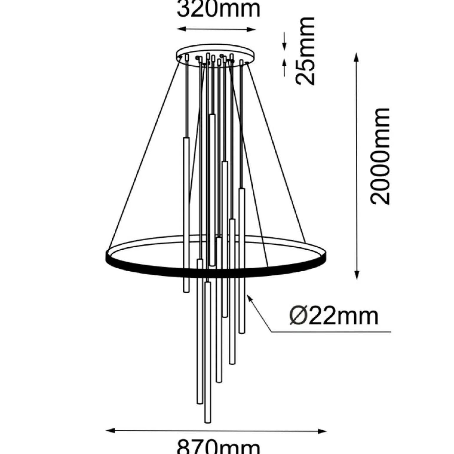 Store Niespotykana lampa wisząca LED do salonu ANT 5215 LUNA | Kaja Żyrandole Nowoczesne