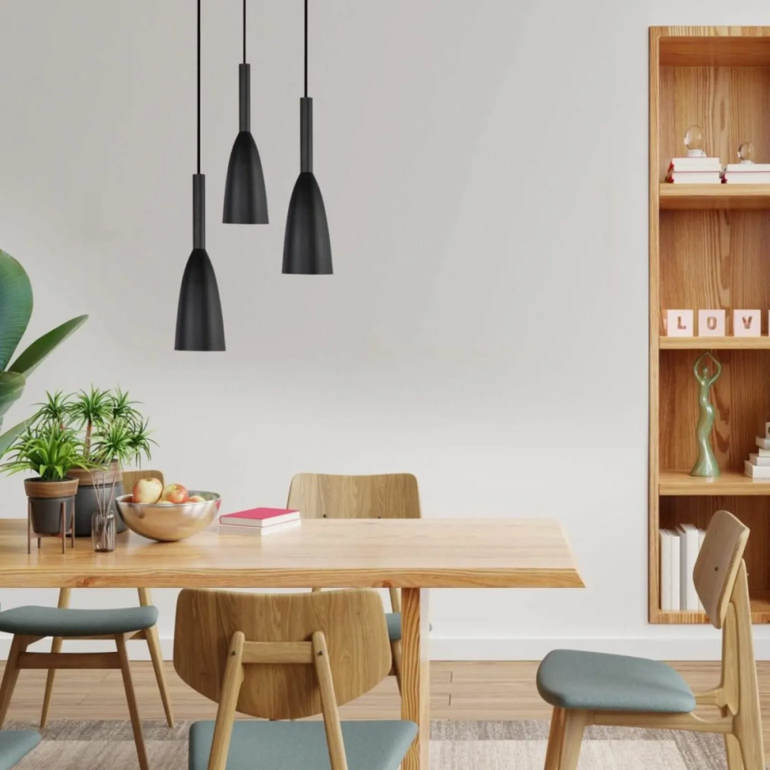 Outlet Nowoczesna, czarna lampa wisząca LP-181/3P BK SOLIN | Kaja Oświetlenie Żyrandole Nowoczesne