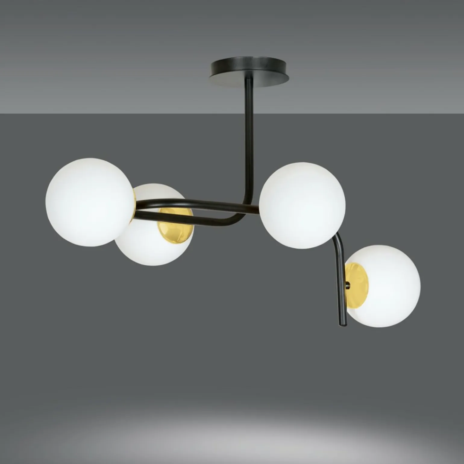 New Nowoczesna, czarno-złota lampa sufitowa 1032/4A RAGNAR | Kaja Żyrandole Nowoczesne
