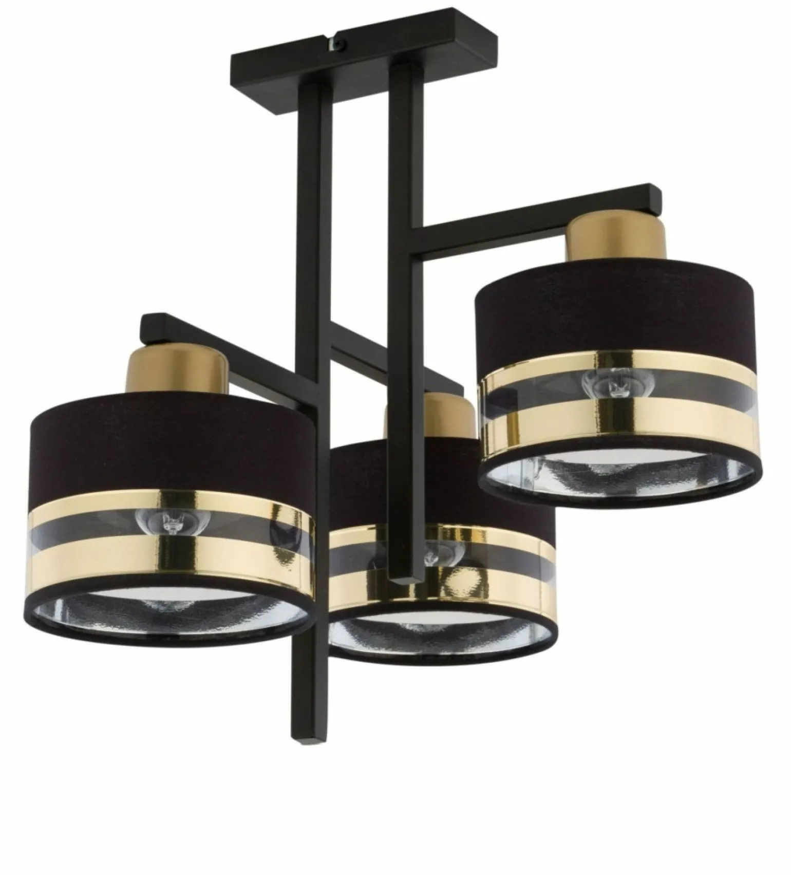 New Nowoczesna, czarno-złota lampa sufitowa z abażurami SIG 32147 - PRO Żyrandole Nowoczesne