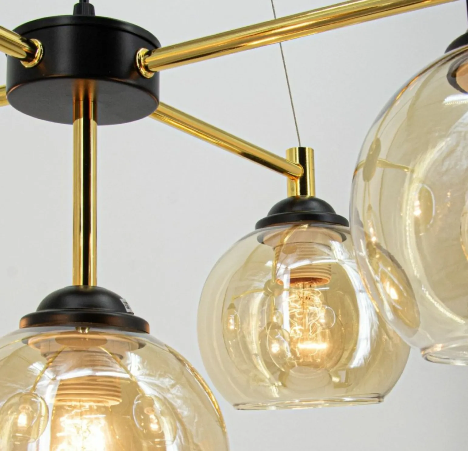 Outlet Nowoczesna, czarno-złota lampa wisząca 6301/5 BL TR VIVIEN | Kaja Żyrandole Nowoczesne