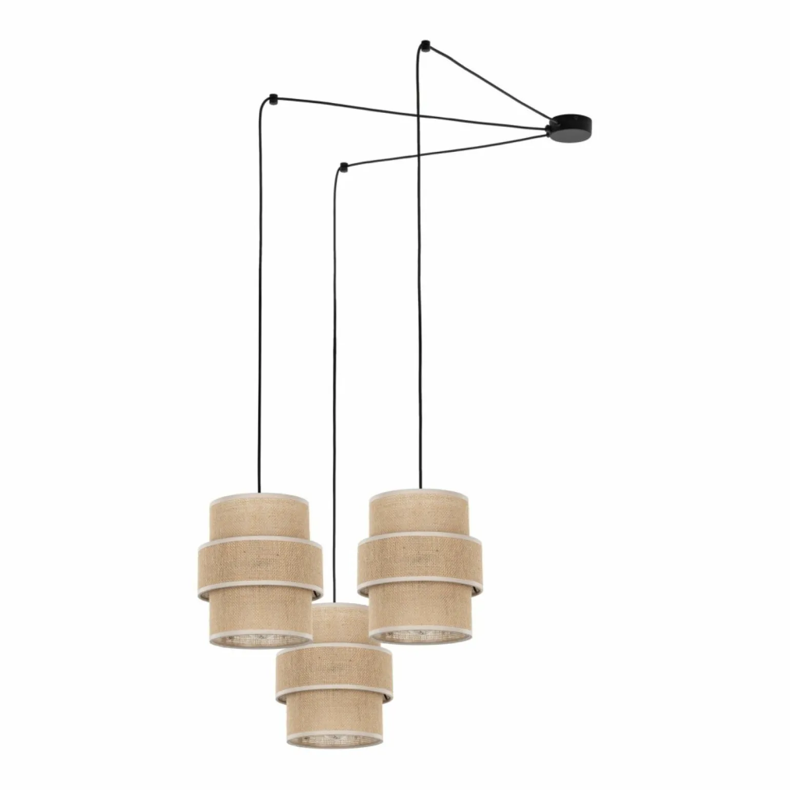 New Nowoczesna lampa wisząca, beżowe abażury TK 5403 CALISTO JUTA | Kaja Żyrandole Nowoczesne