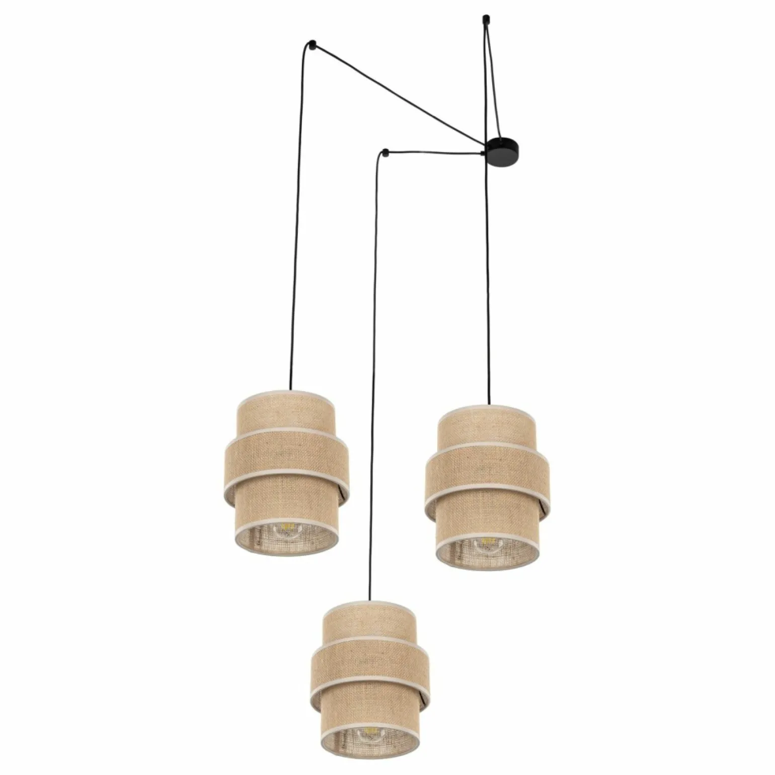 New Nowoczesna lampa wisząca, beżowe abażury TK 5403 CALISTO JUTA | Kaja Żyrandole Nowoczesne