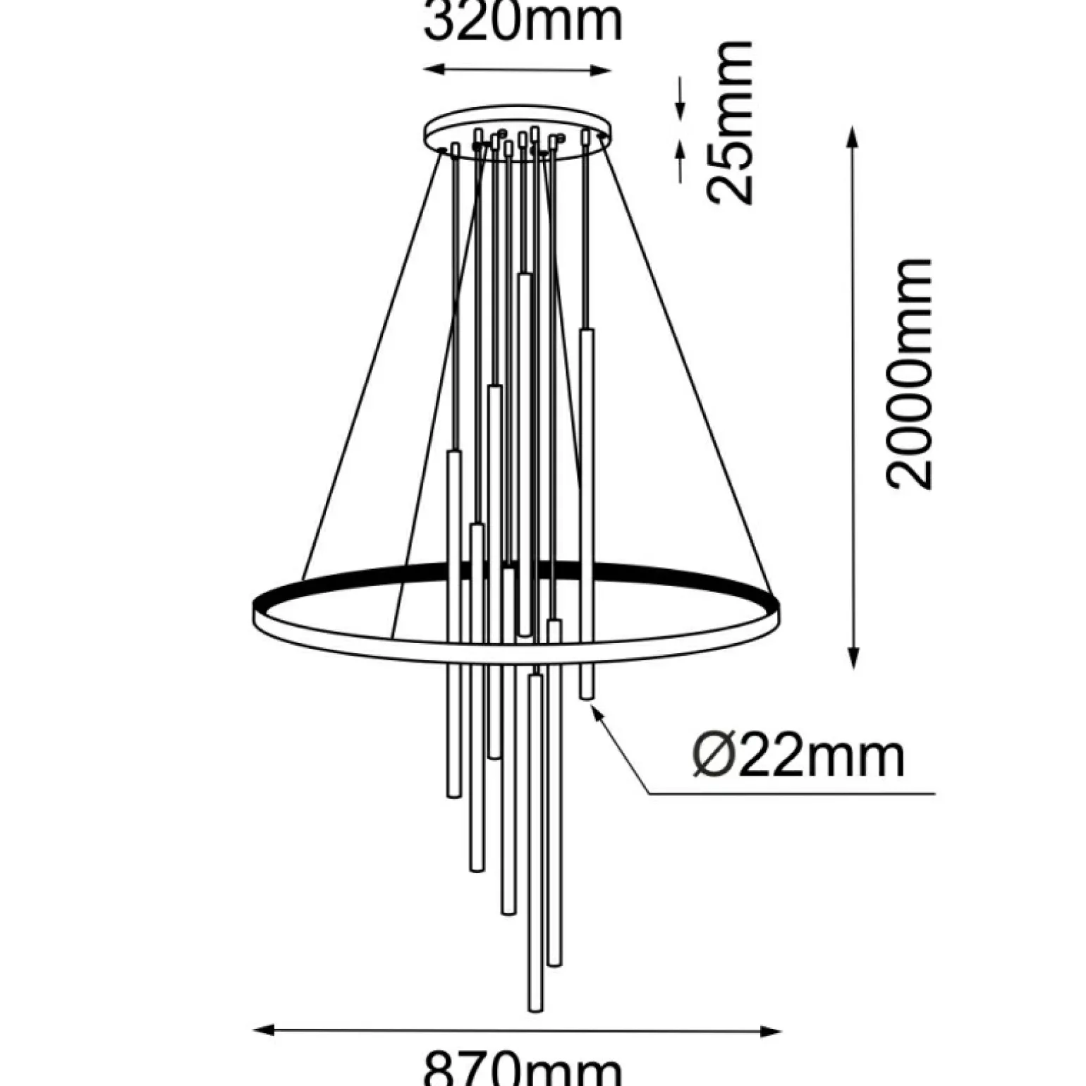 Shop Nowoczesna lampa wisząca, koło LED z tubami ANT 8978 LUNA | Kaja Żyrandole Nowoczesne