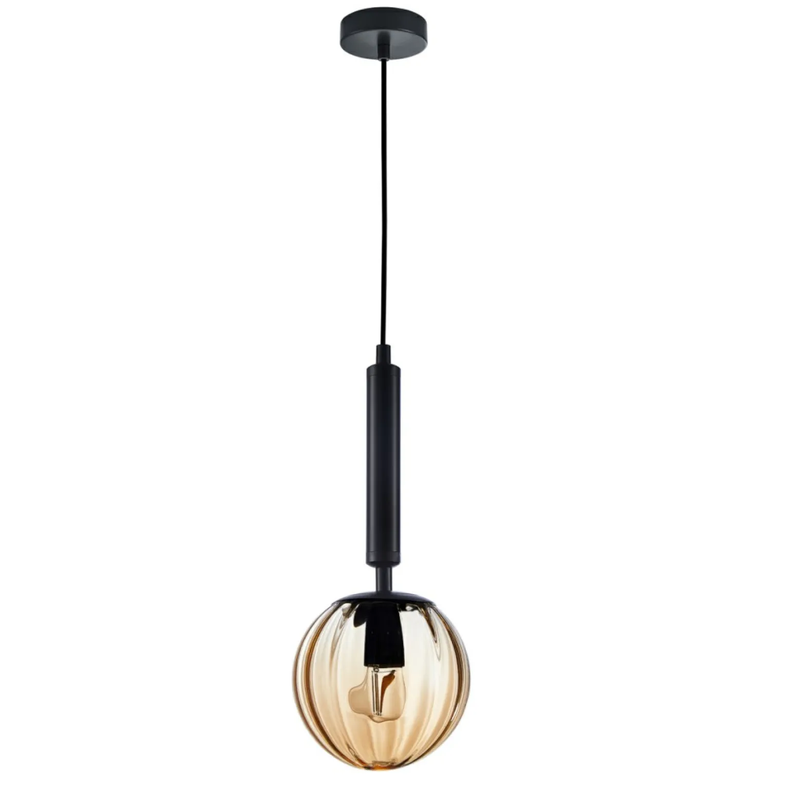 Discount Nowoczesna lampa wisząca PND-2324-1 BK+AMB RAVENA | Kaja Oświetlenie Żyrandole Nowoczesne