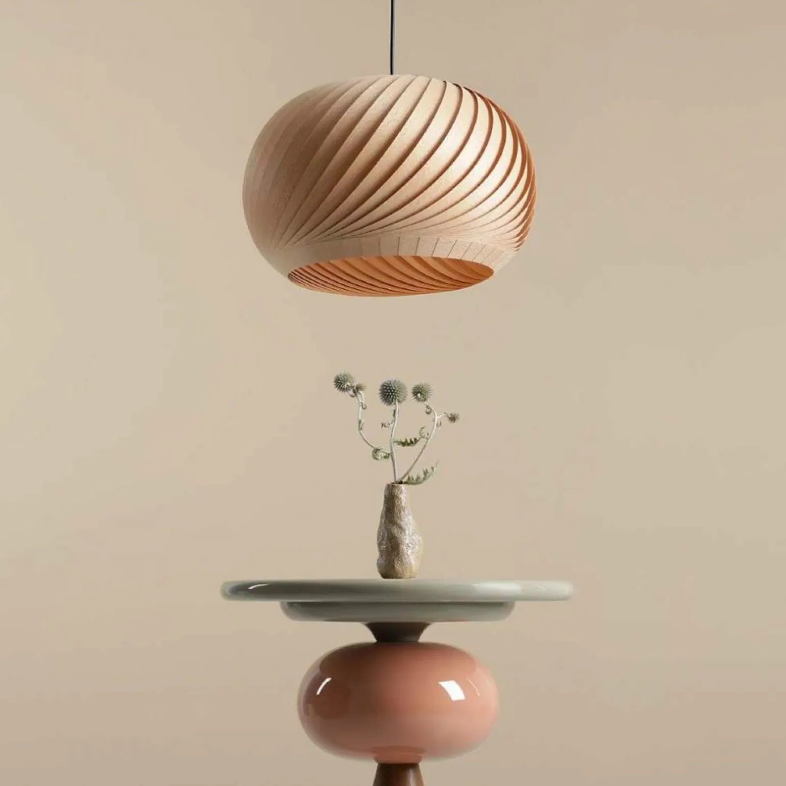 Best Sale Nowoczesna lampa wisząca z drewnianym kloszem 1110G_S z serii NATURE Żyrandole Nowoczesne