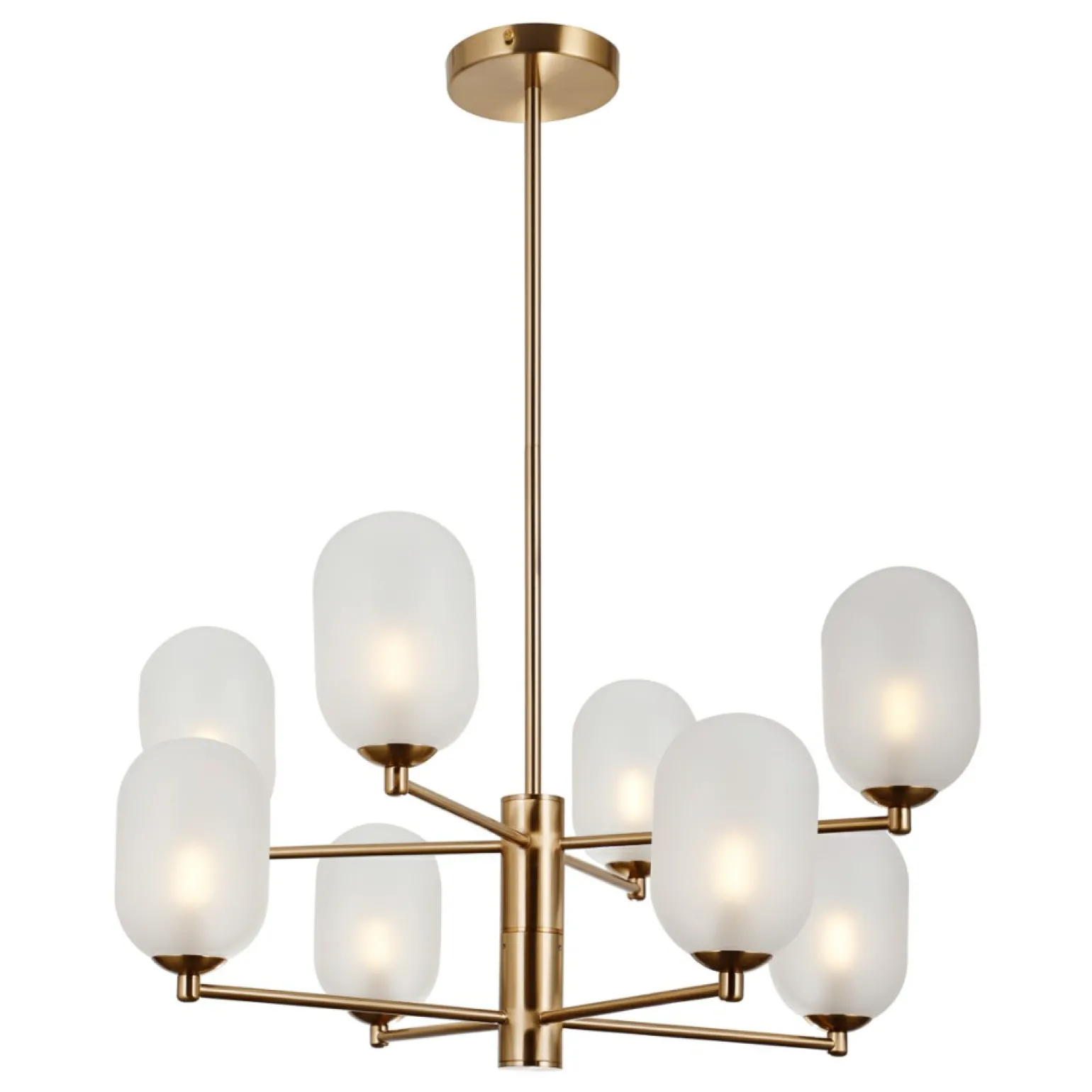 Discount Okazała lampa z mlecznymi kloszami PND-4215-8A-HBR-SAT z serii PERANO Żyrandole Nowoczesne