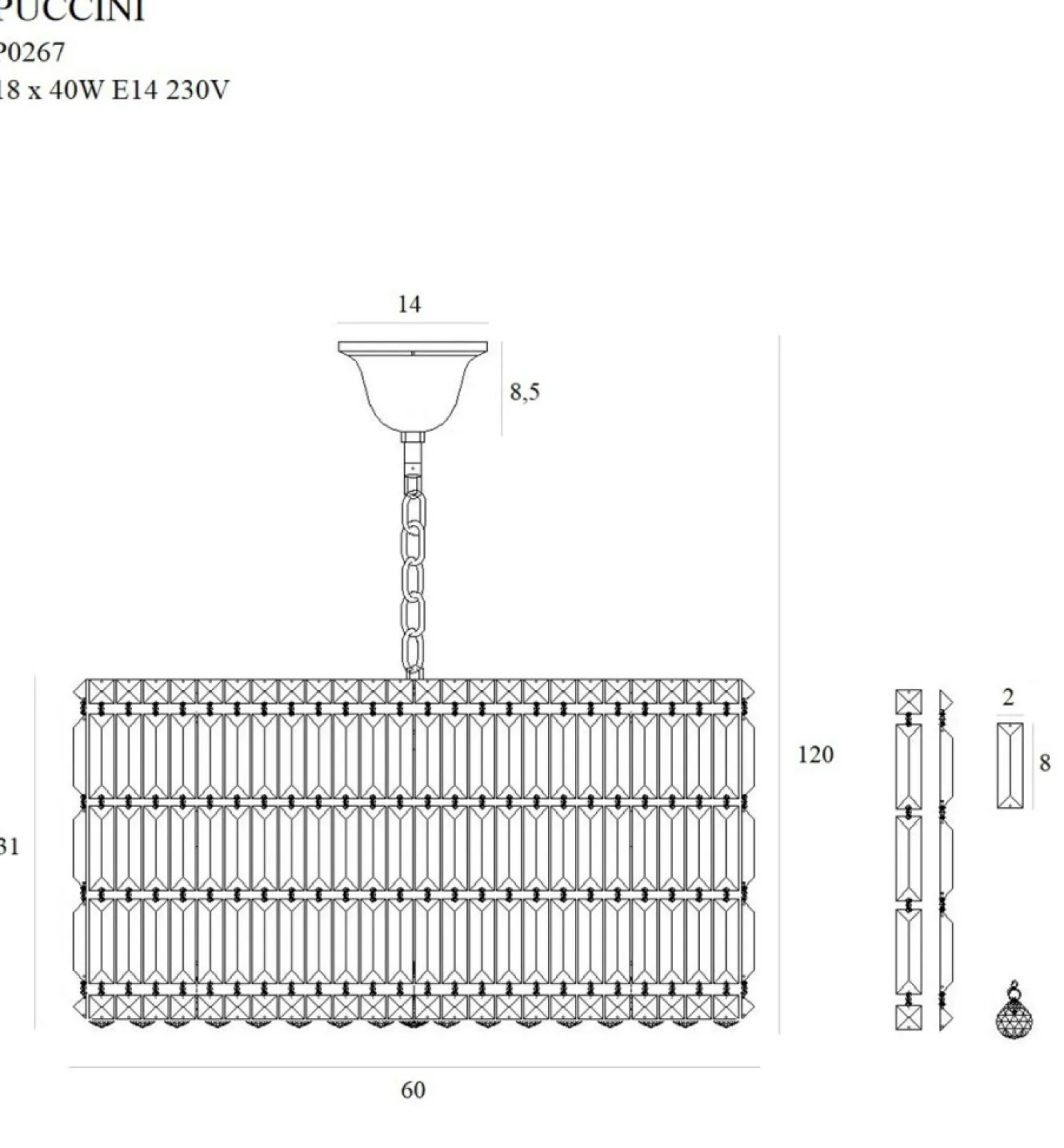 Store Okrągła, kryształowa lampa do salonu MX P0267 PUCCINI | Kaja Żyrandole Nowoczesne