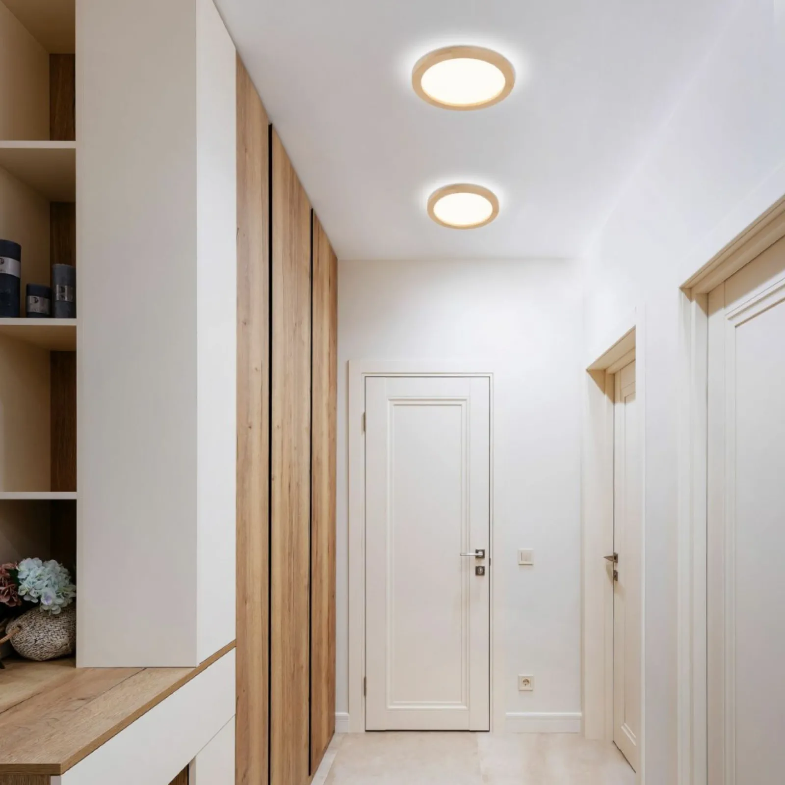 Sklep Kaja Okrągła, ledowa lampa sufitowa z drewna TK 18004 AQUA WOOD BUK | Kaja* Lampy Do Łazienki | Plafony Klasyczne