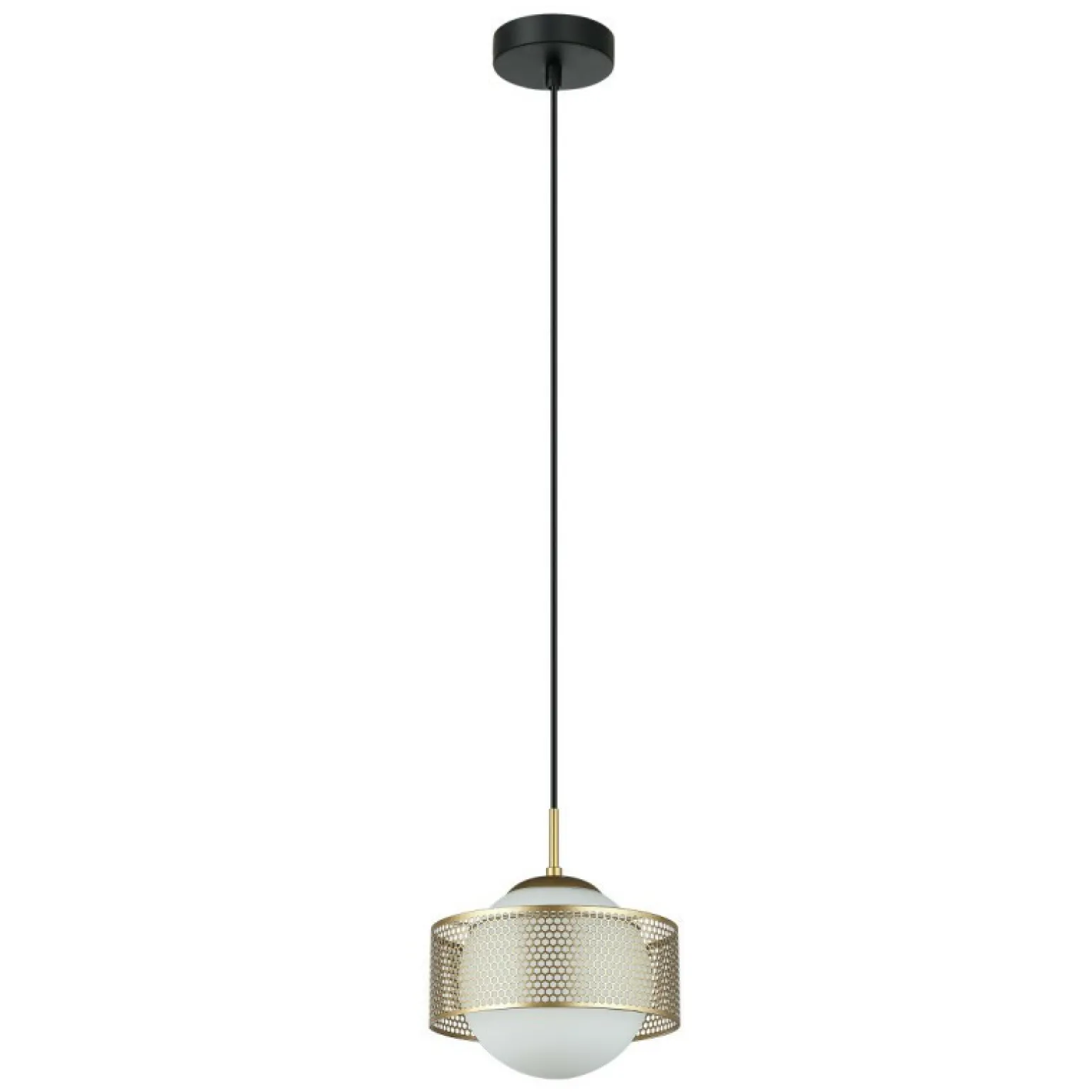 Discount Ozdobna, czarno-złota lampa wisząca ⌀25cm PND-55456-1L-GD - LOMICA Żyrandole Nowoczesne