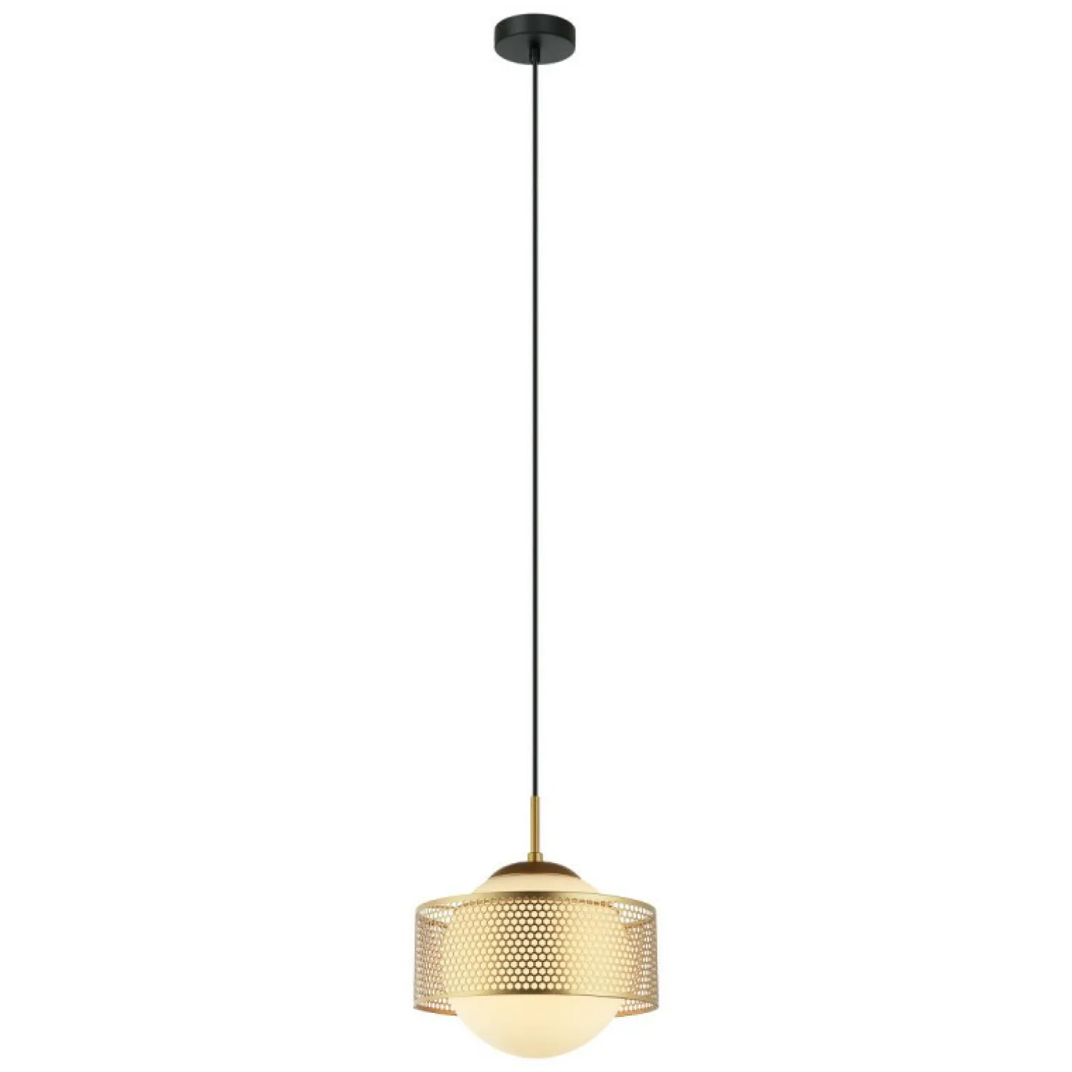 Discount Ozdobna, czarno-złota lampa wisząca ⌀25cm PND-55456-1L-GD - LOMICA Żyrandole Nowoczesne