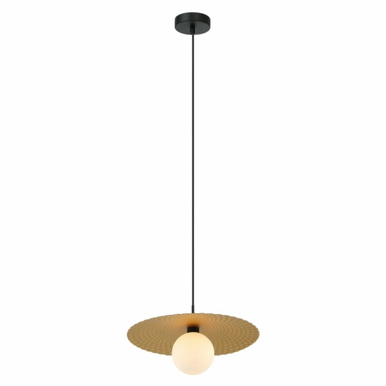 New Ozdobna lampa wisząca z mlecznym kloszem PND-4602-1-XL-GD - MALOR Żyrandole Nowoczesne