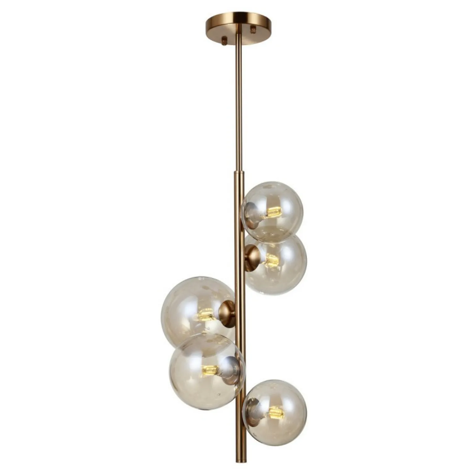 New Pionowa, złota, ozdobna lampa wisząca PND-406007-V5-HBR - CANELLO Żyrandole Nowoczesne