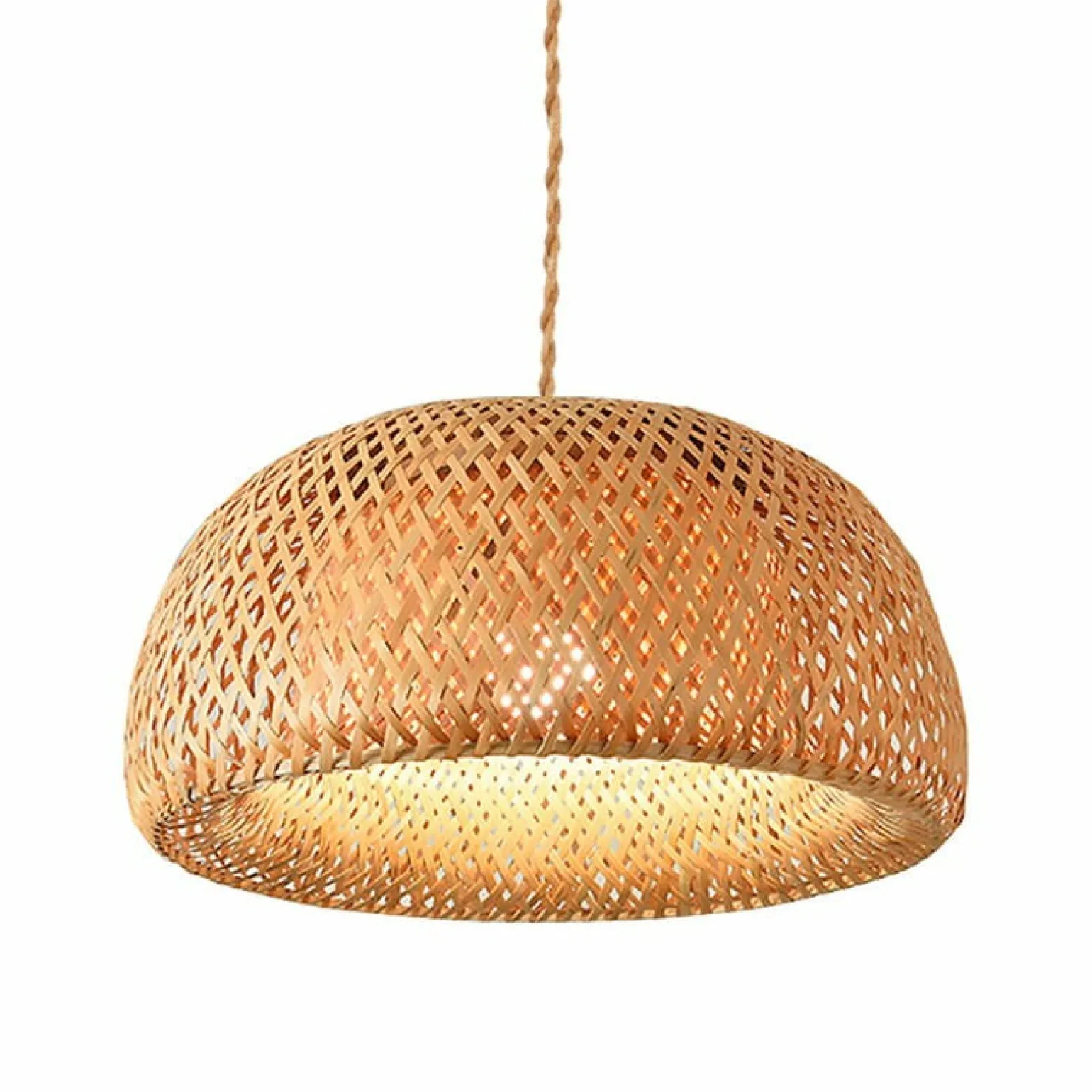 Store Pleciona, naturalna lampa wisząca ABR-NLW36-BH-E27 BOHO | Kaja Żyrandole Nowoczesne