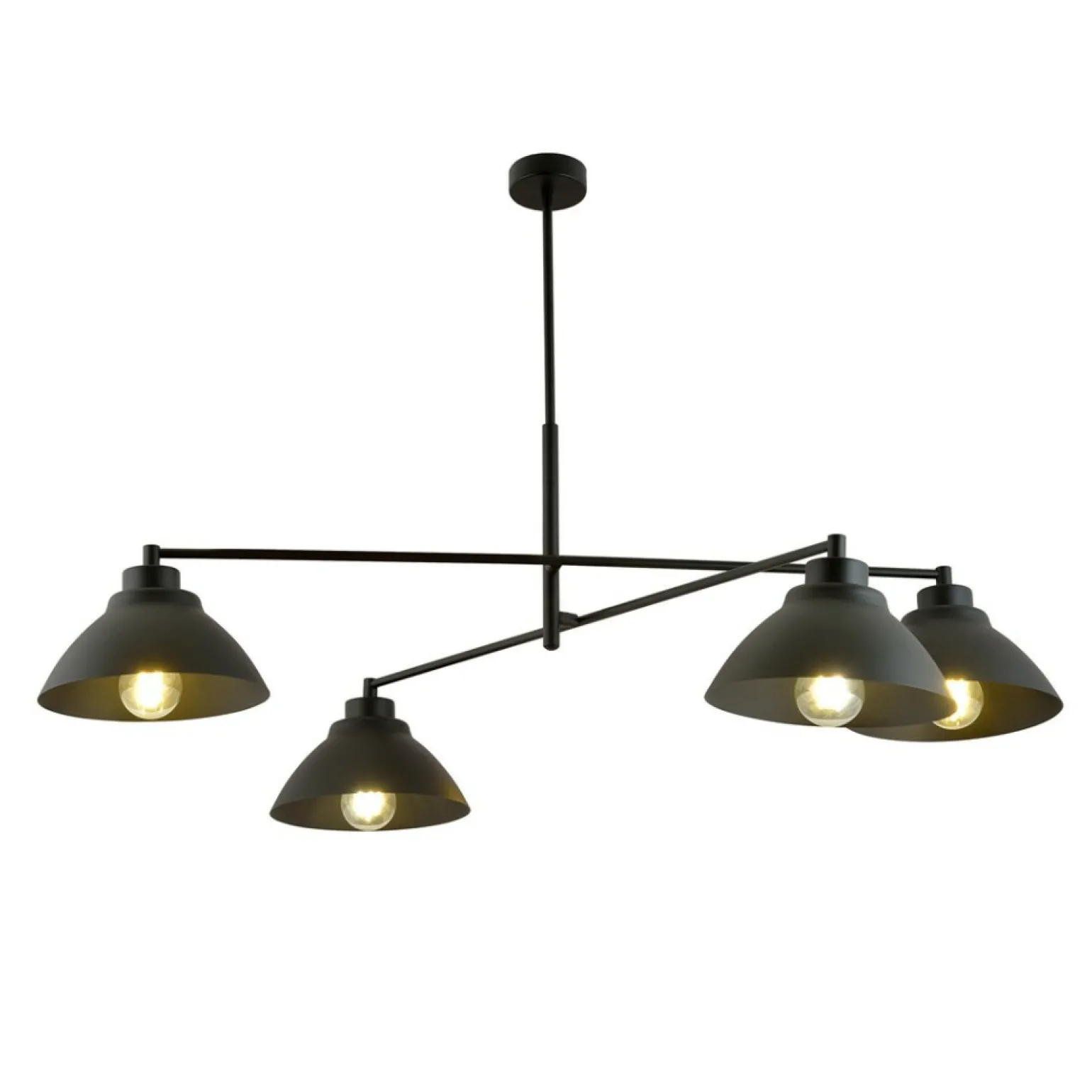 Store Poczwórna lampa wisząca z metalowymi kloszami 1211/4 z serii MAVERICK Żyrandole Nowoczesne