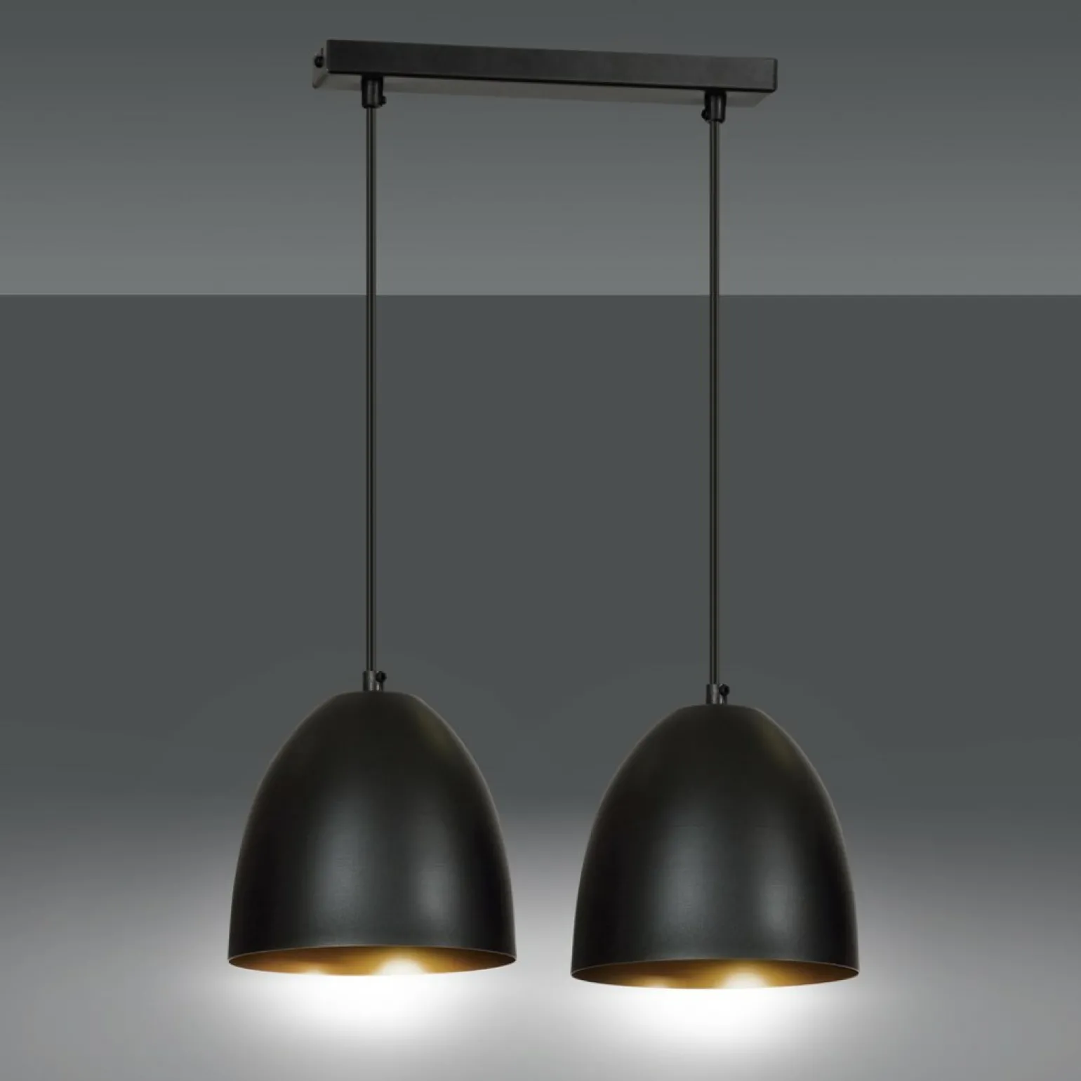 Cheap Podwójna lampa wisząca w kolorze czarno-złotym 410/2 | Kaja Żyrandole Nowoczesne