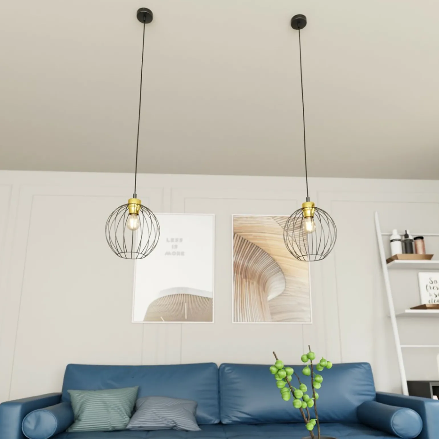 Sale Pojedyncza lampa wisząca z drucainym kloszem 1368/1 z serii NANDO Żyrandole Nowoczesne