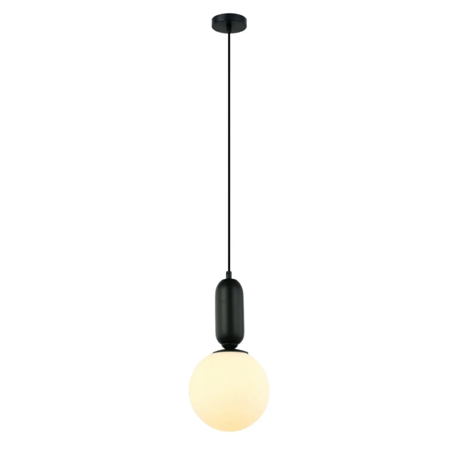 Clearance Pojedynczy zwis z małym, białym kloszem PND-02340-1M-BK ALDEVA | Kaja Żyrandole Nowoczesne